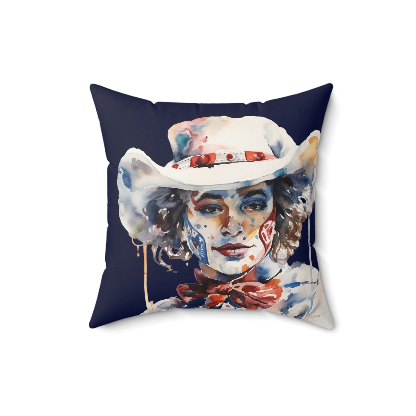 Dark Blue Rodeo Clown Gal Indoor Pillow