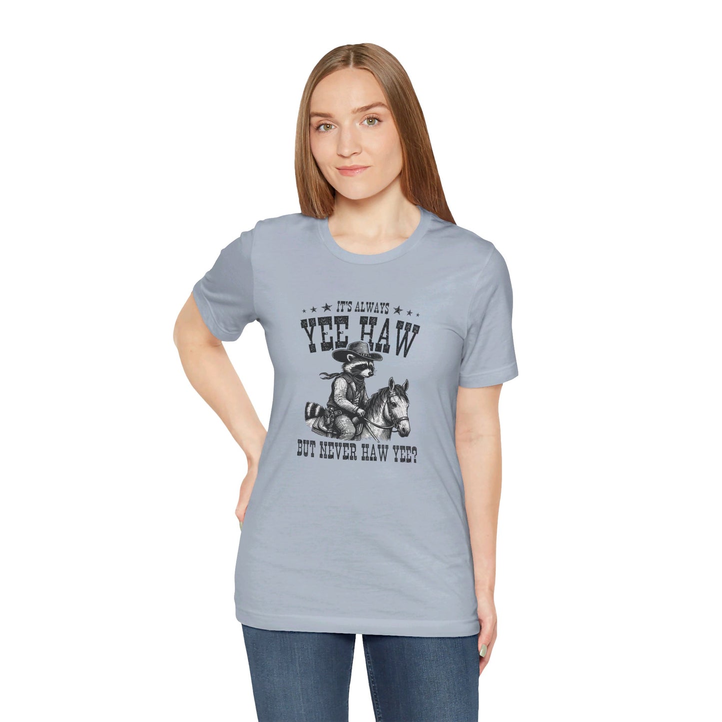 Yee Haw Raccoon: Bella Canvas T-shirt with Cowboy