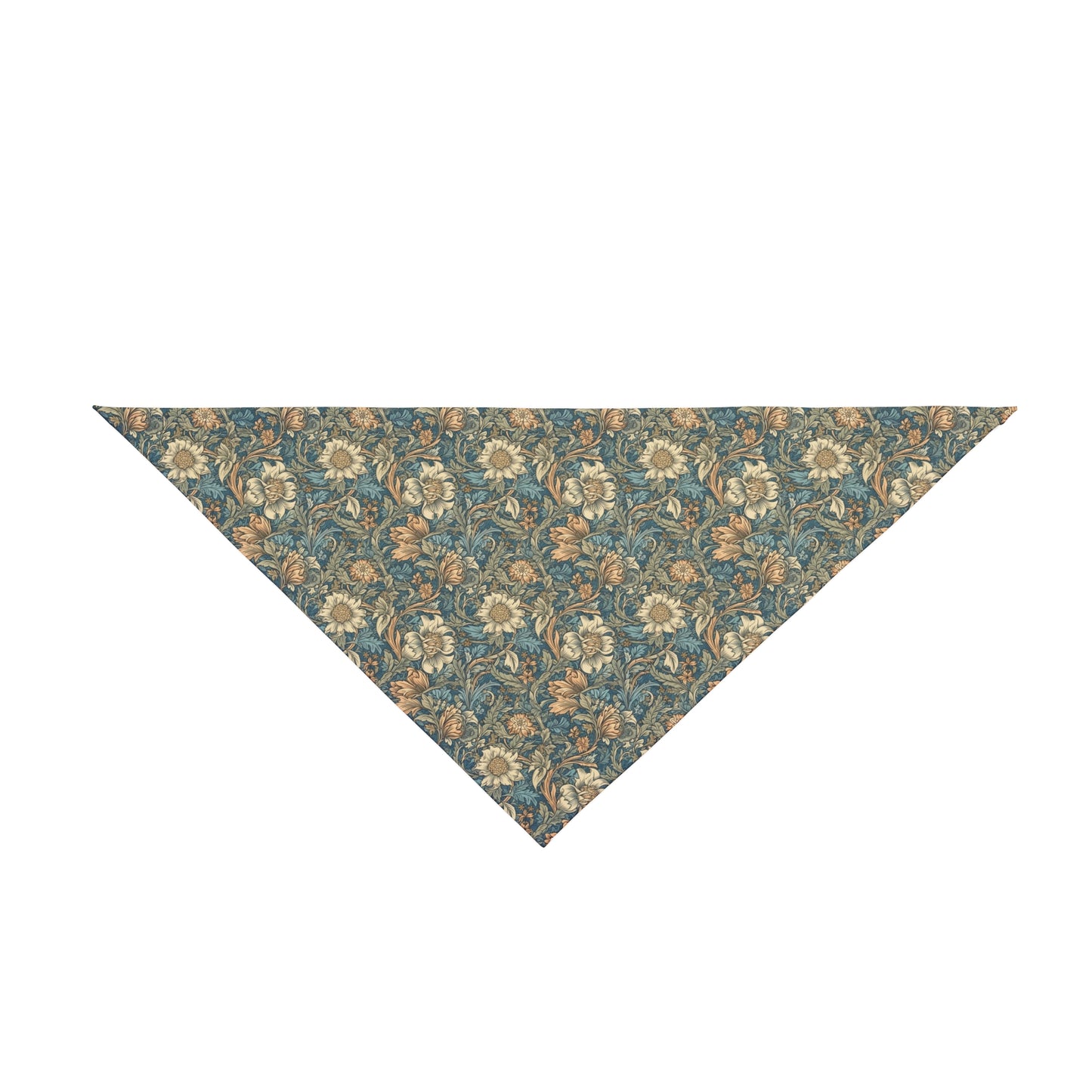 Embrace a touch of classic elegance with our Foliage Elegance Dog Bandana/Wild Rag. The William Morris style pattern in shades of denim and sand adds a timeless and sophisticated look. Crafted from soft-spun polyester, this wild rag ensures comfort and style. Also available for humans, exclusively at Eliza Singer.