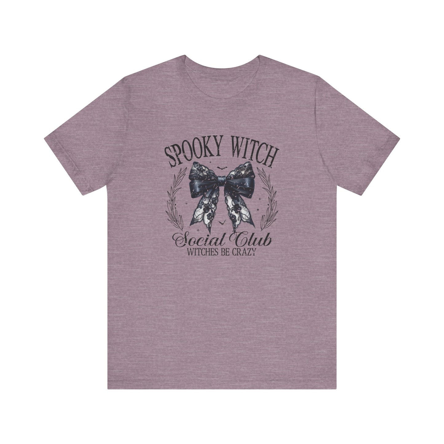 Spooky Witch: Halloween Bella Canvas T-shirt with Black Lace Bow