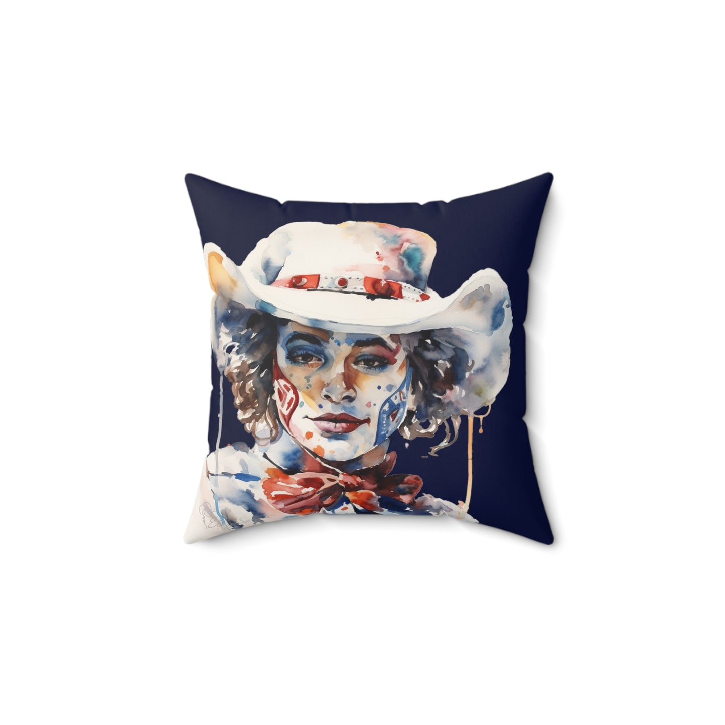 Dark Blue Rodeo Clown Gal Indoor Pillow