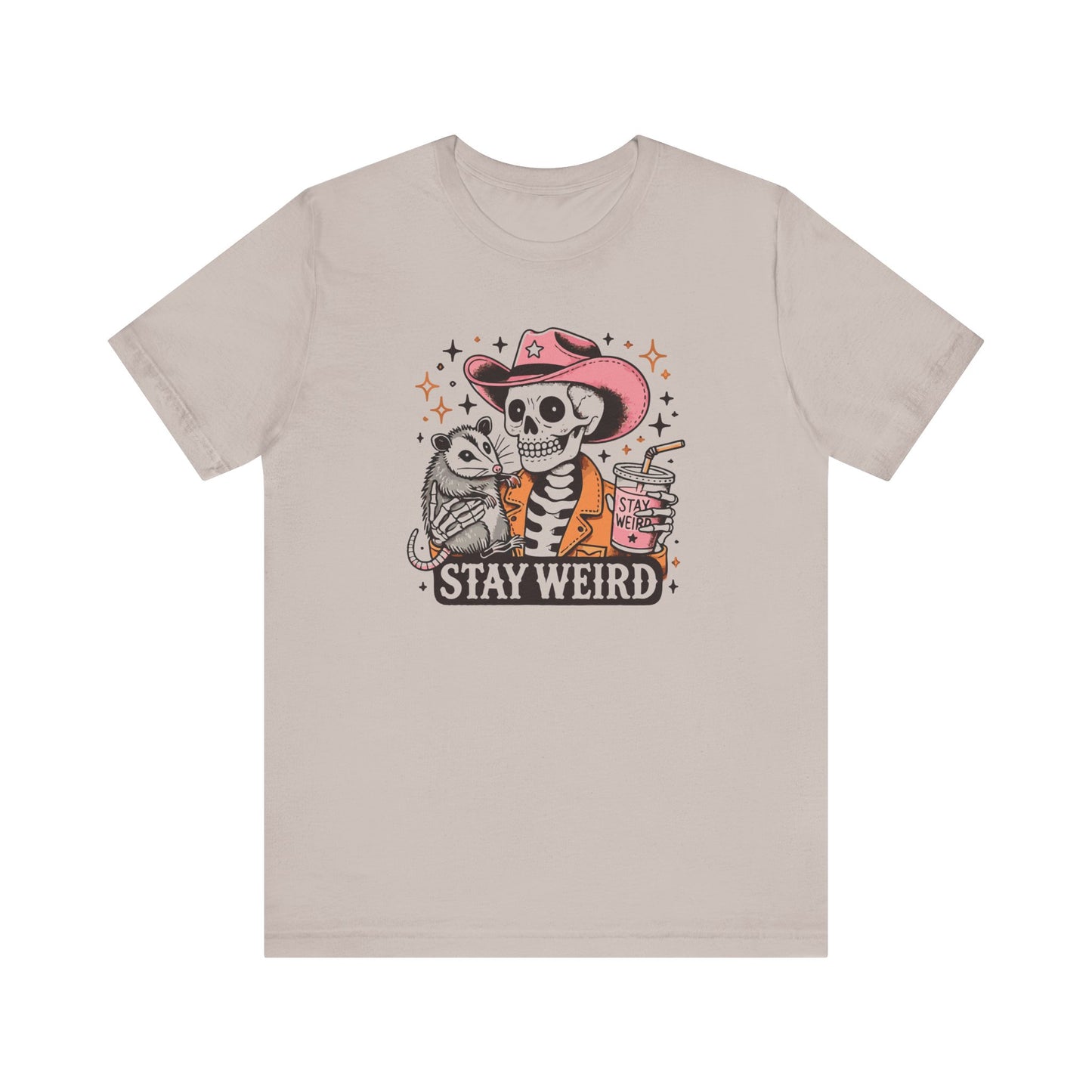 Stay Weird: Halloween Bella Canvas T-shirt with Skeleton and Possum