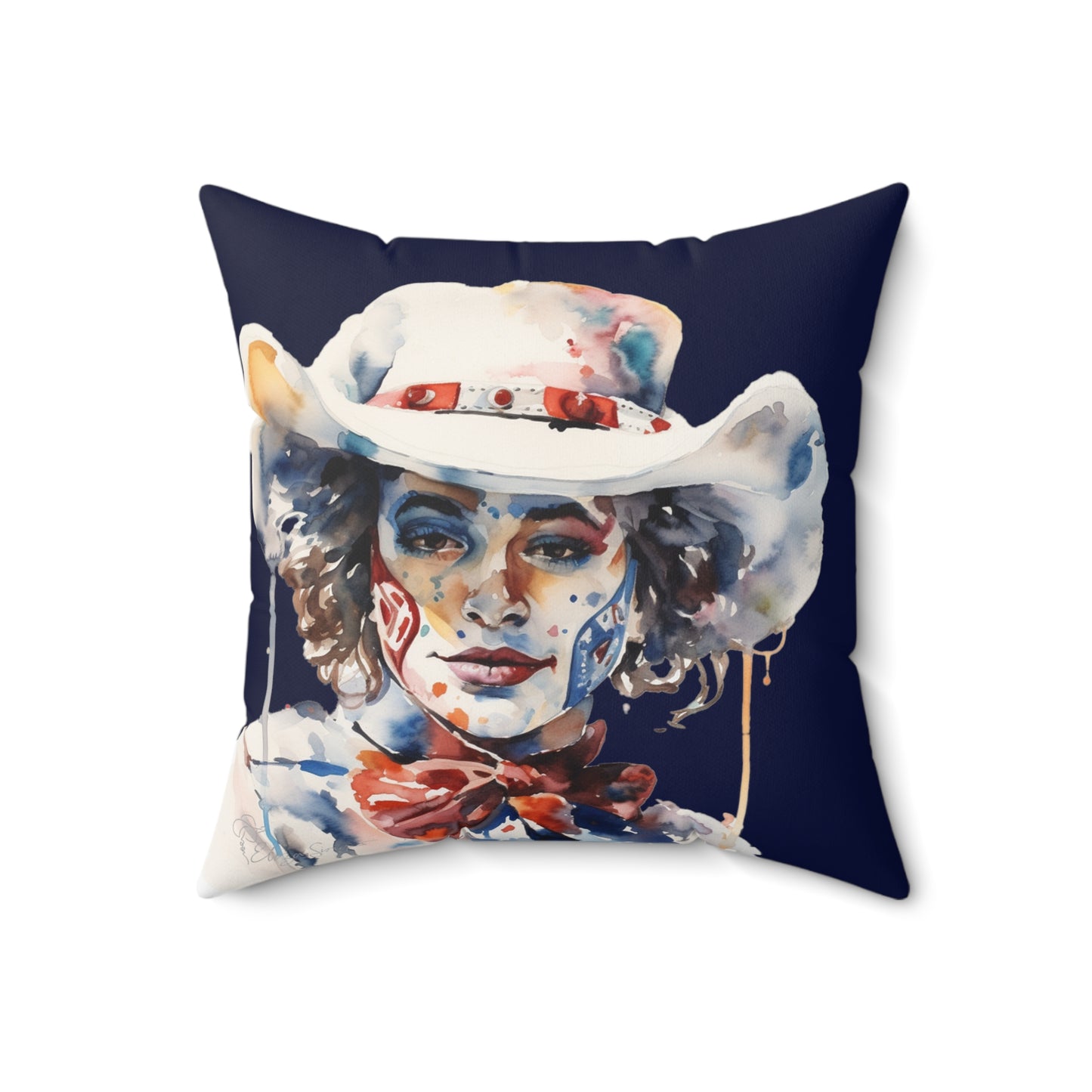 Dark Blue Rodeo Clown Gal Indoor Pillow