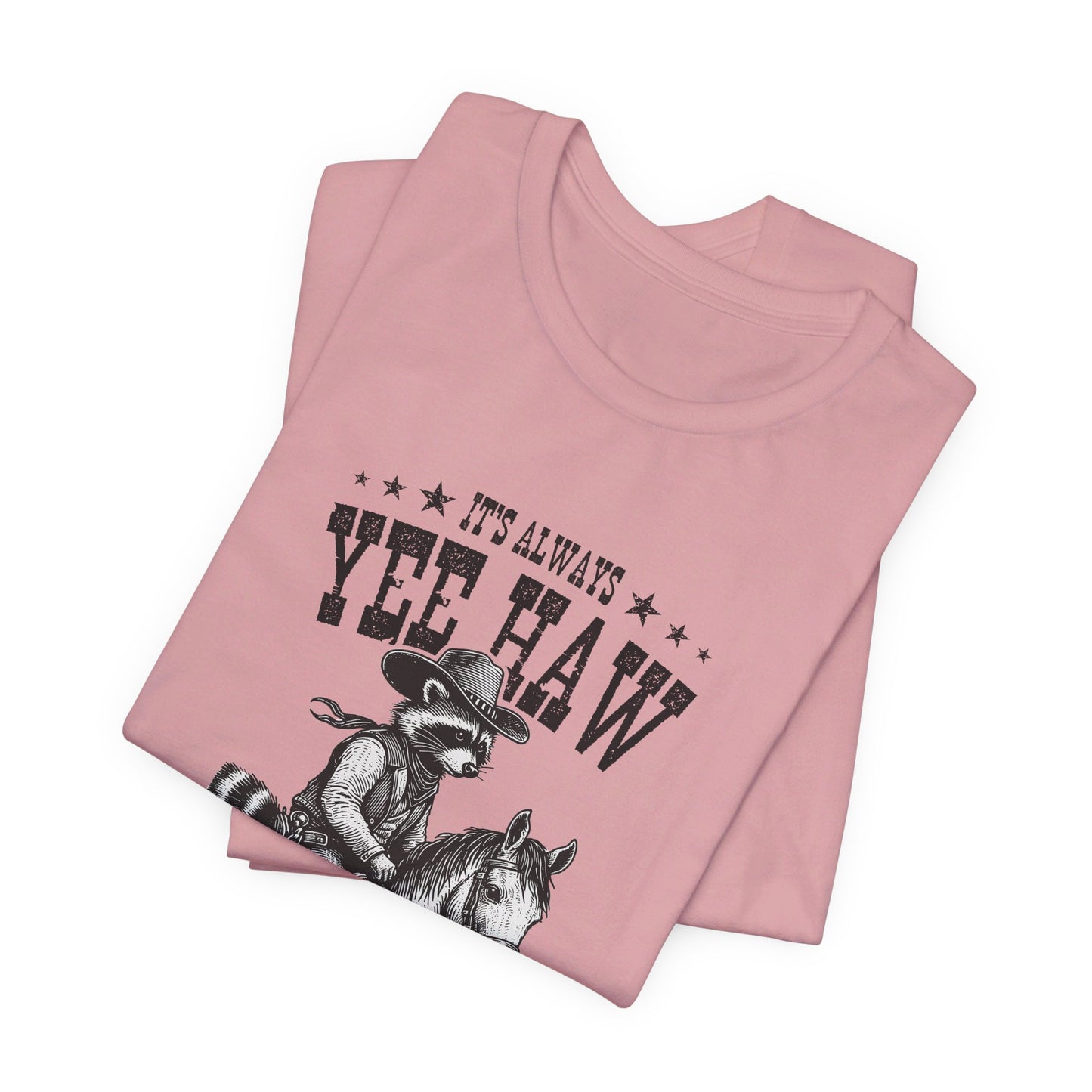 Yee Haw Raccoon: Bella Canvas T-shirt with Cowboy