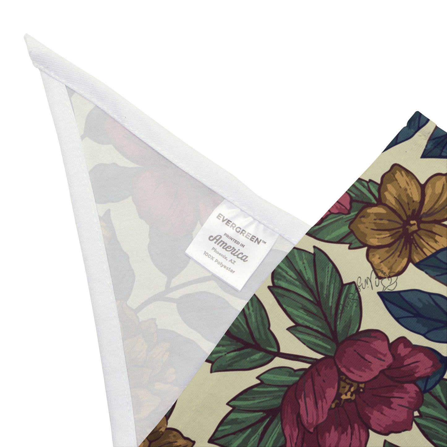 Transport your pup to a bygone era with our Vintage Charm Dog Bandana/Wild Rag. The vintage floral pattern on a mustard, burgundy, sand background with navy elements exudes timeless elegance. Crafted from soft-spun polyester, this wild rag ensures comfort and style. Elevate your dog's look with this exclusive design, available only at Eliza Singer.