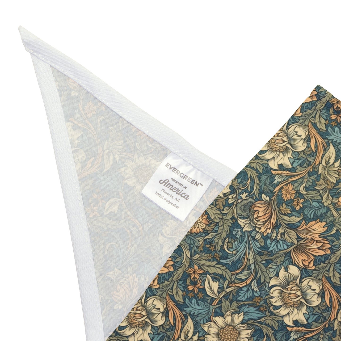 Embrace a touch of classic elegance with our Foliage Elegance Dog Bandana/Wild Rag. The William Morris style pattern in shades of denim and sand adds a timeless and sophisticated look. Crafted from soft-spun polyester, this wild rag ensures comfort and style. Also available for humans, exclusively at Eliza Singer.