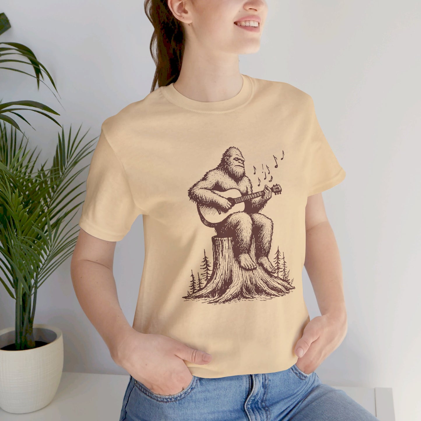 Sasquatch Serenade: Bella Canvas T-shirt with Bigfoot