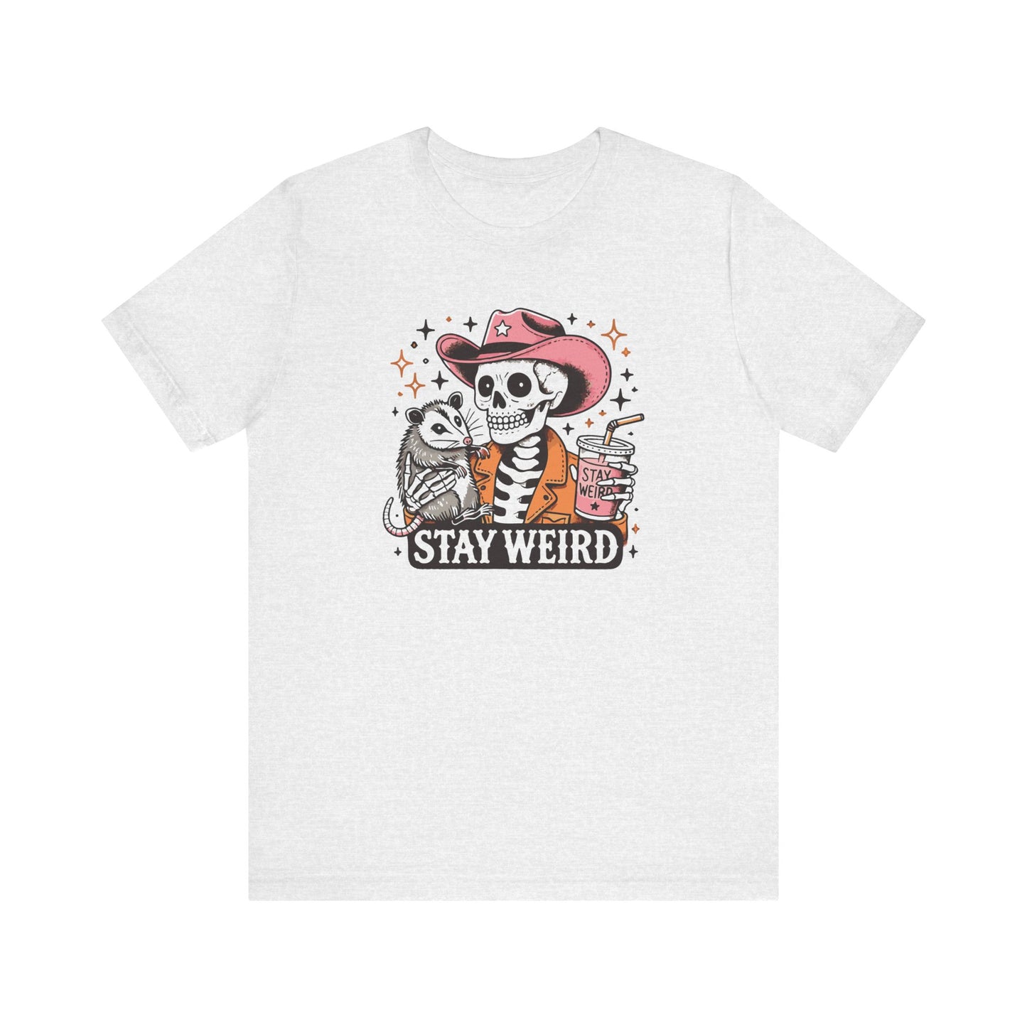 Stay Weird: Halloween Bella Canvas T-shirt with Skeleton and Possum