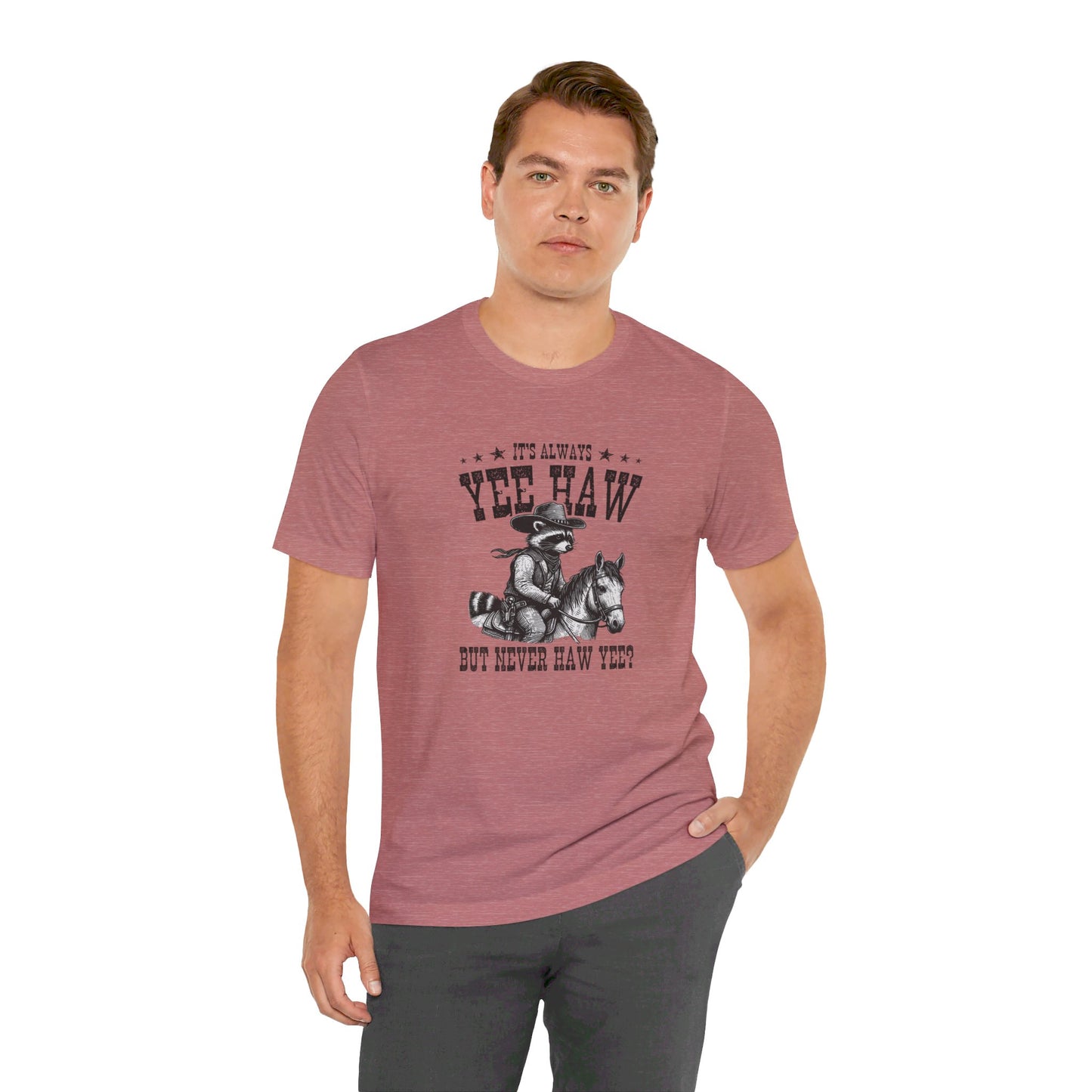 Yee Haw Raccoon: Bella Canvas T-shirt with Cowboy