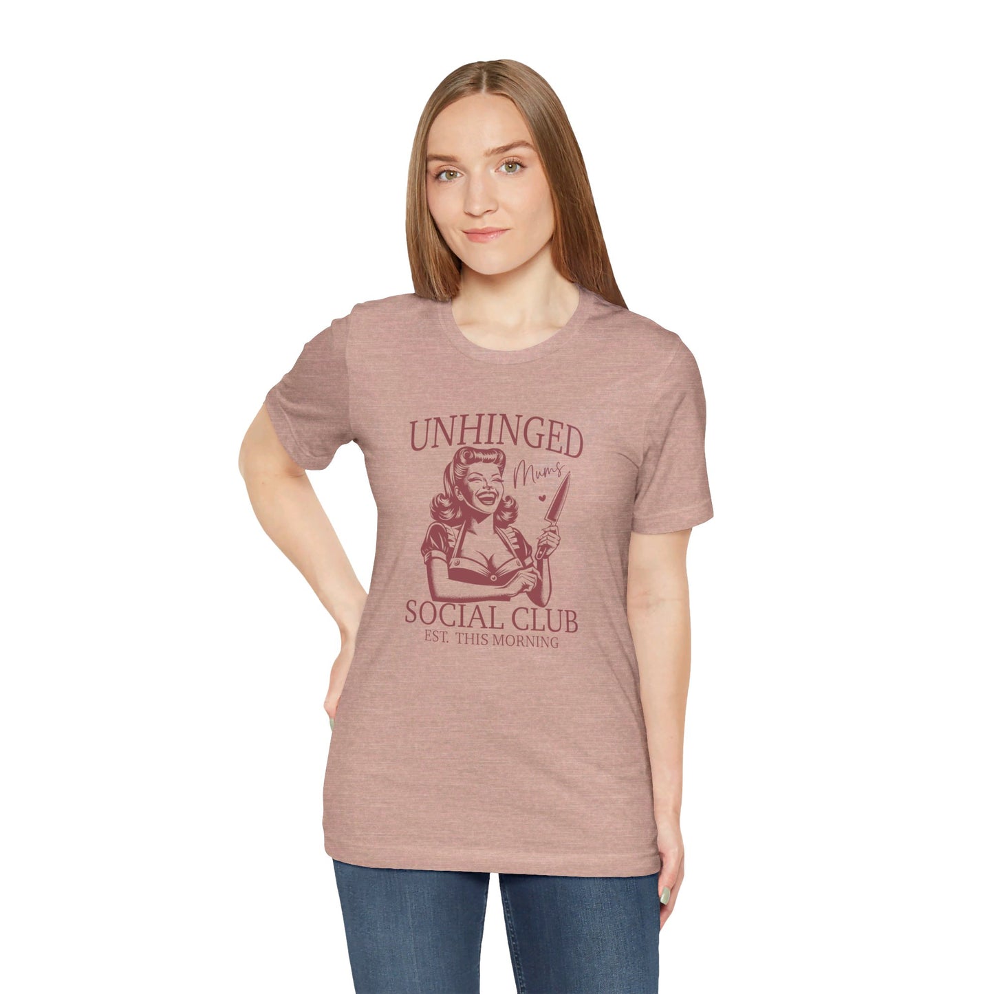 Unhinged Moms Club: Bella Canvas T-shirt with Pin-Up Style Woman