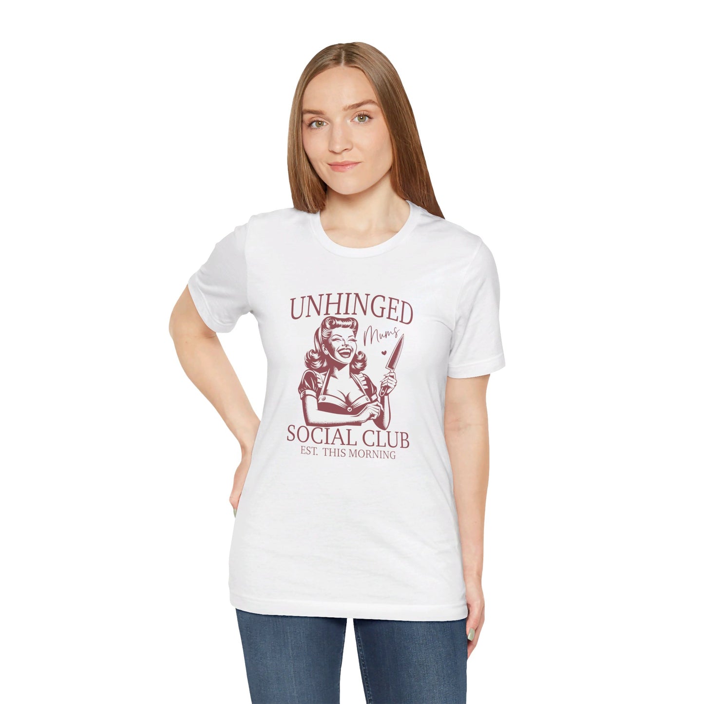 Unhinged Moms Club: Bella Canvas T-shirt with Pin-Up Style Woman