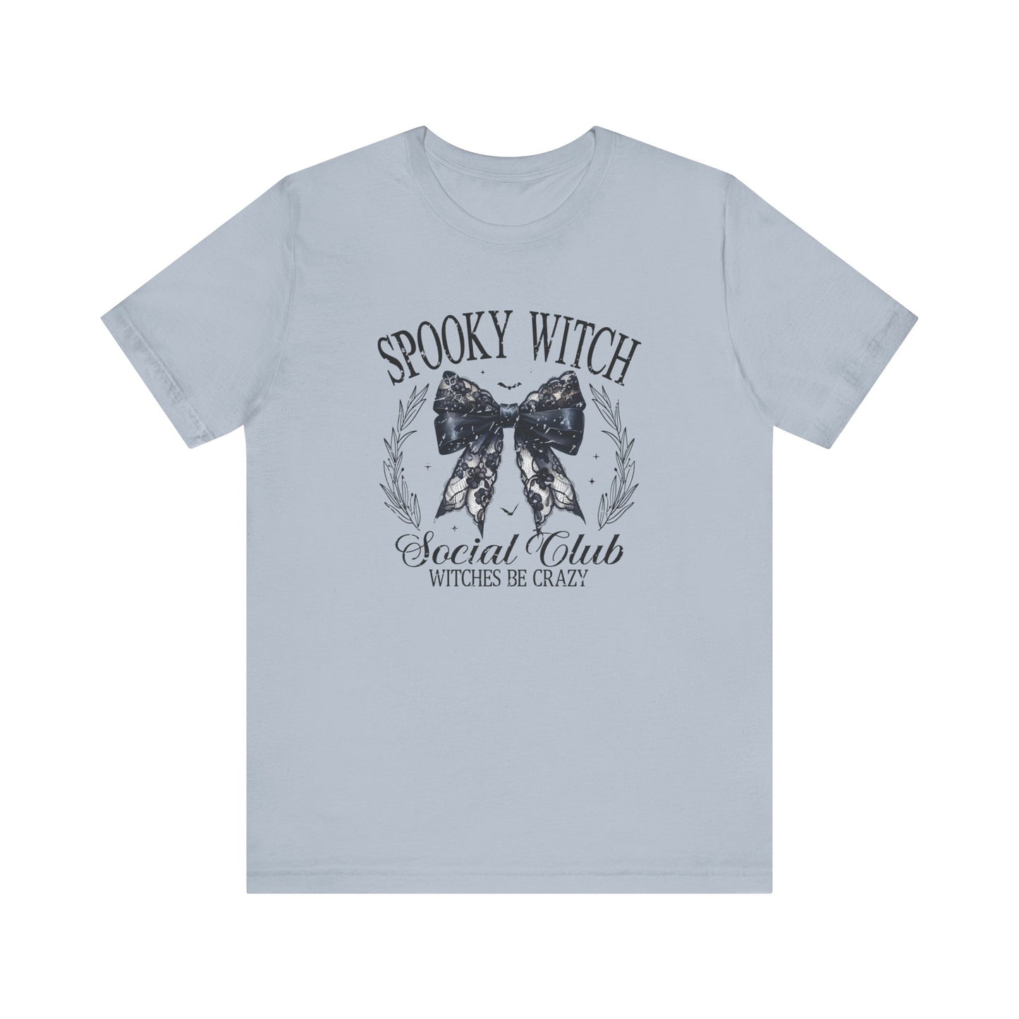 Spooky Witch: Halloween Bella Canvas T-shirt with Black Lace Bow