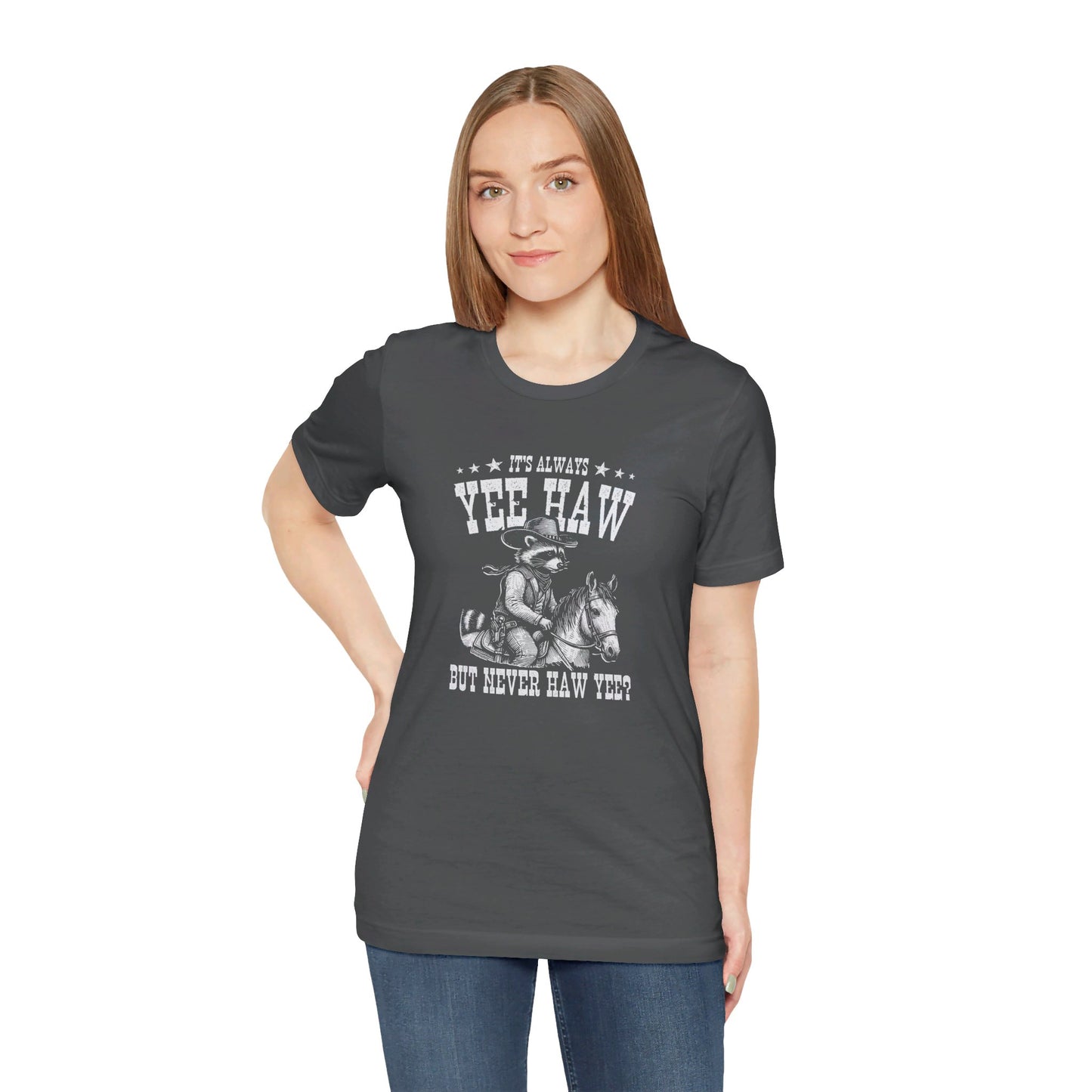 Yee Haw Raccoon: Bella Canvas T-shirt with Cowboy