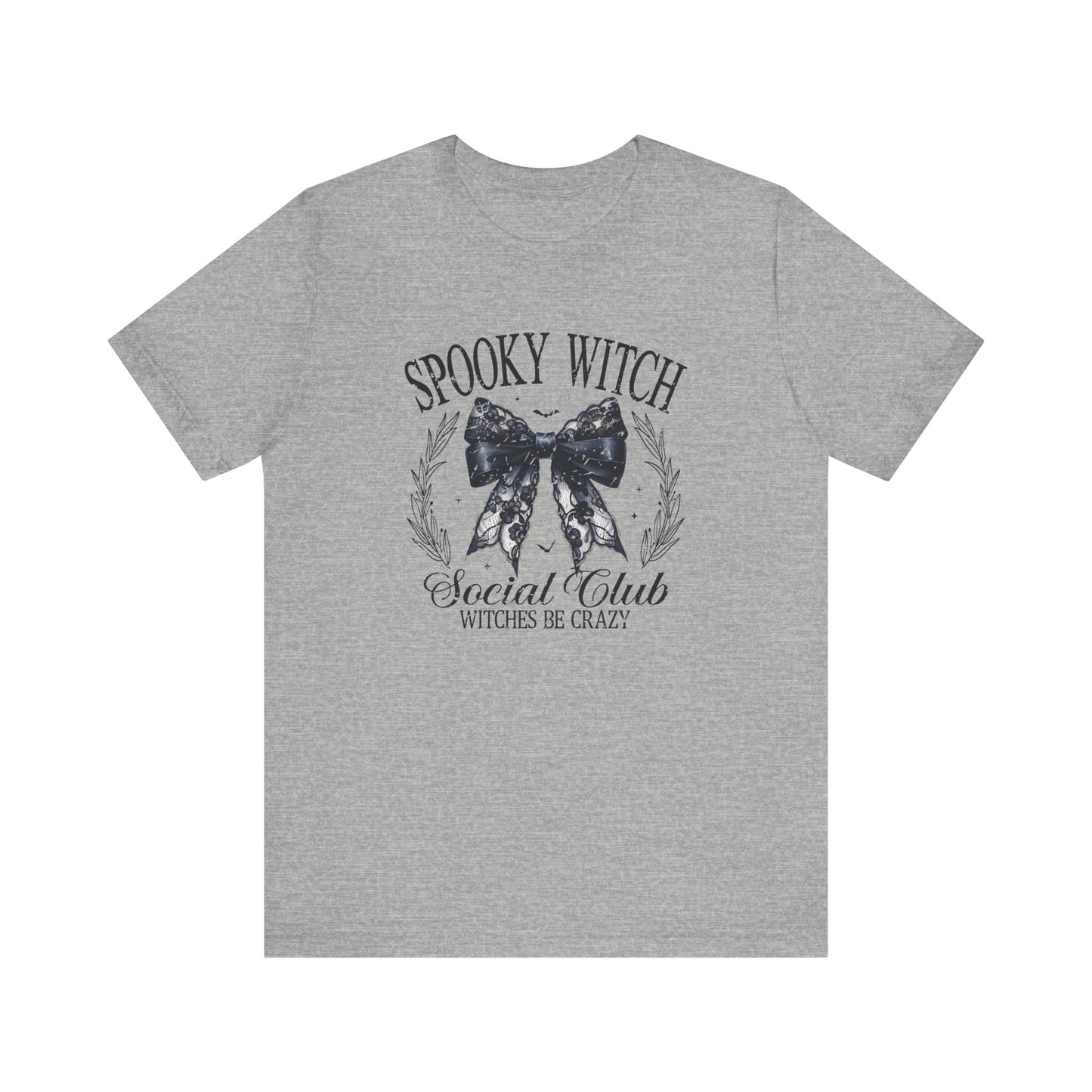 Spooky Witch: Halloween Bella Canvas T-shirt with Black Lace Bow