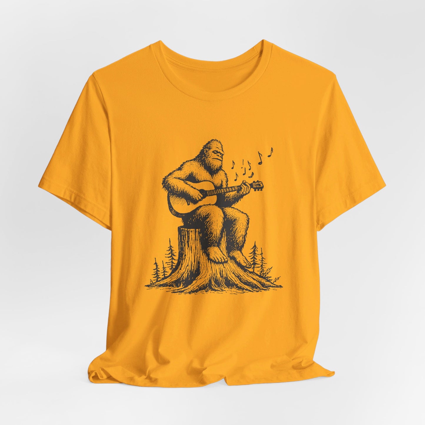 Sasquatch Serenade: Bella Canvas T-shirt with Bigfoot