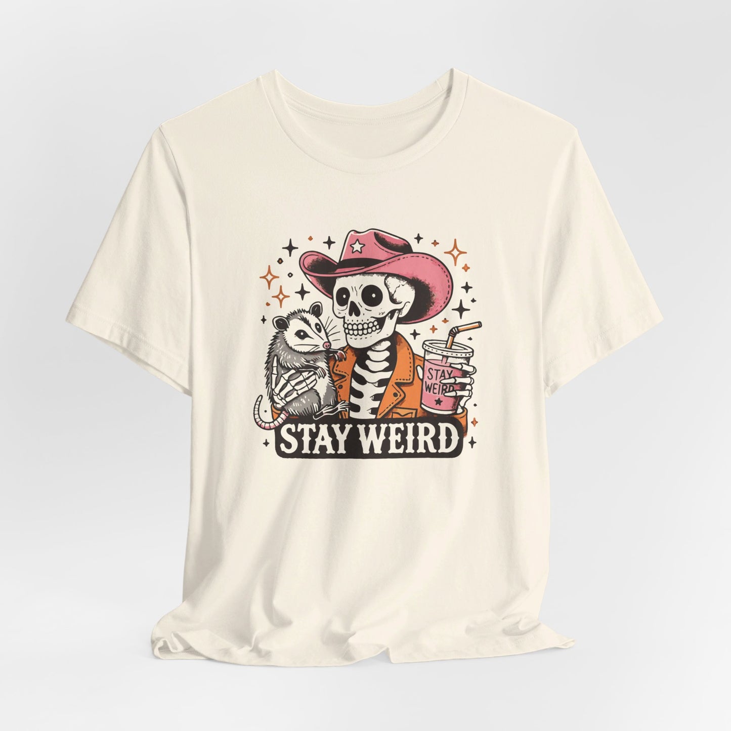 Stay Weird: Halloween Bella Canvas T-shirt with Skeleton and Possum