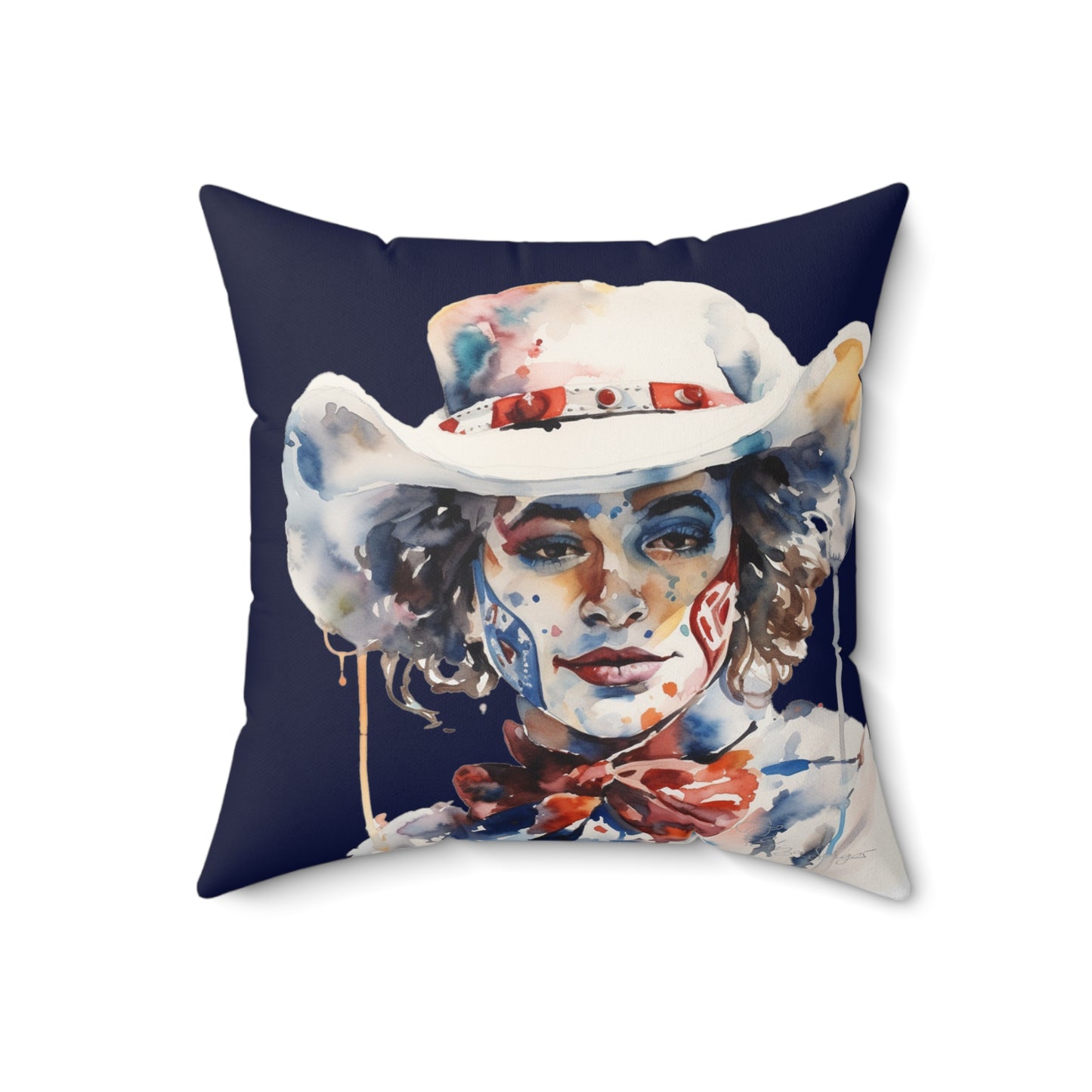 Dark Blue Rodeo Clown Gal Indoor Pillow