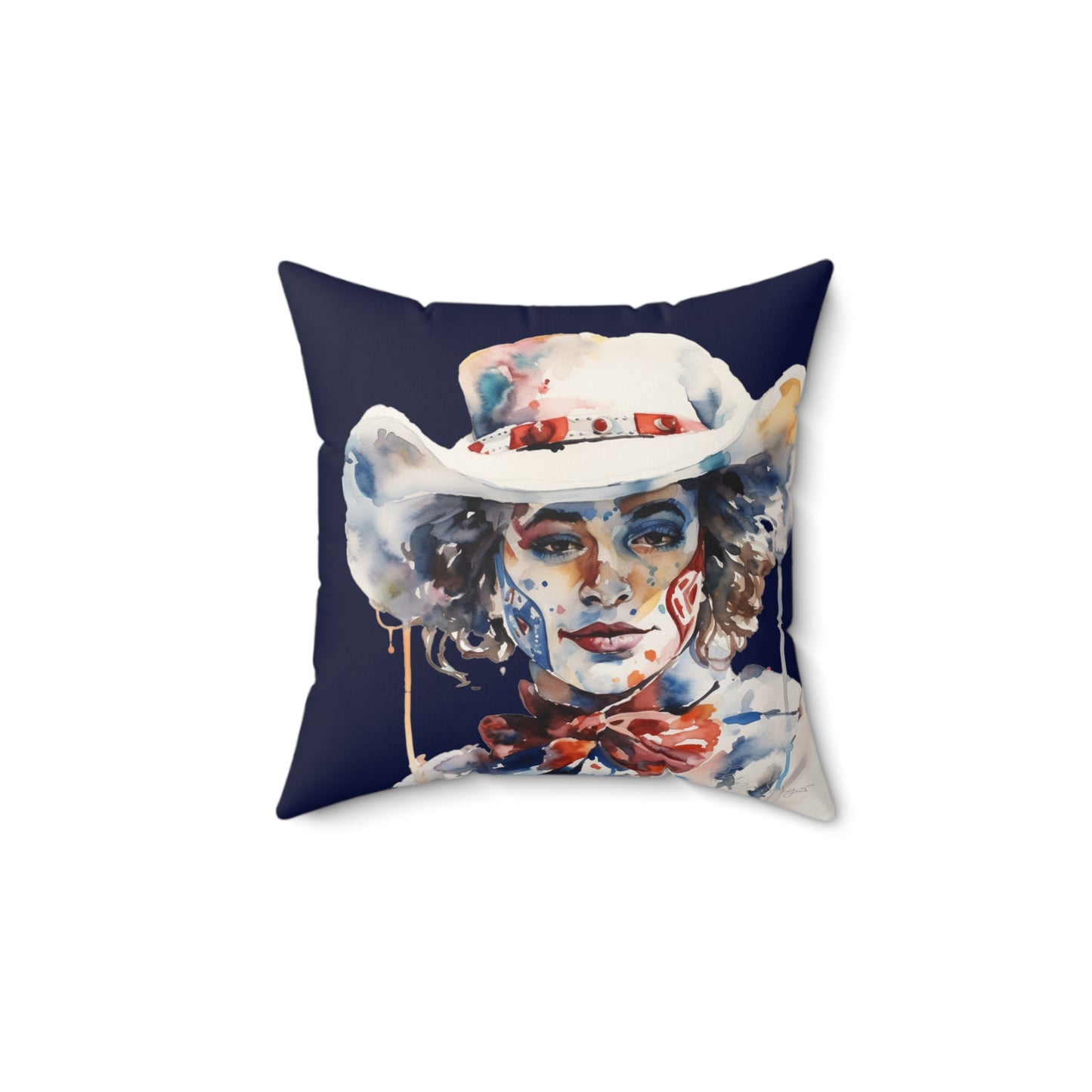 Dark Blue Rodeo Clown Gal Indoor Pillow