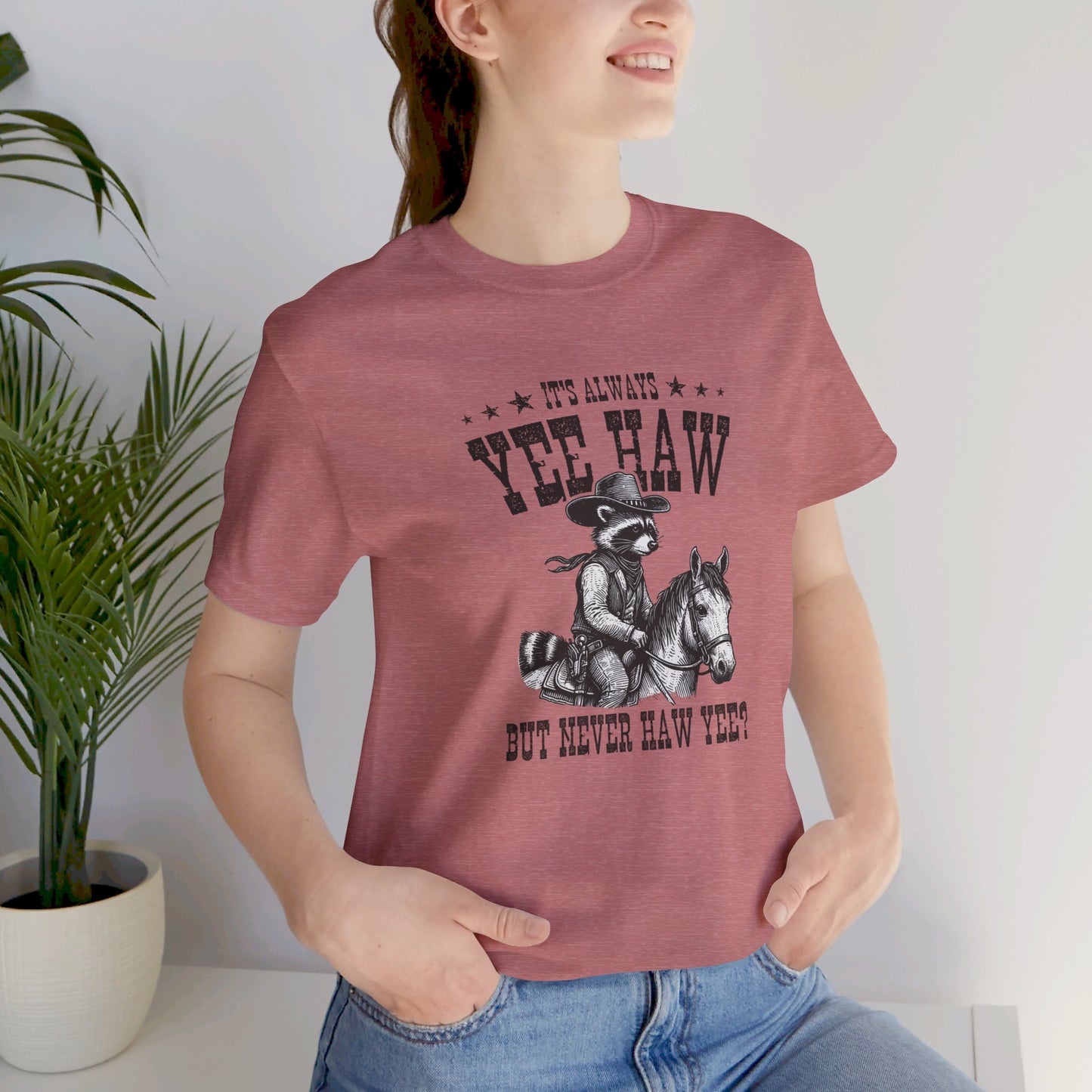 Yee Haw Raccoon: Bella Canvas T-shirt with Cowboy