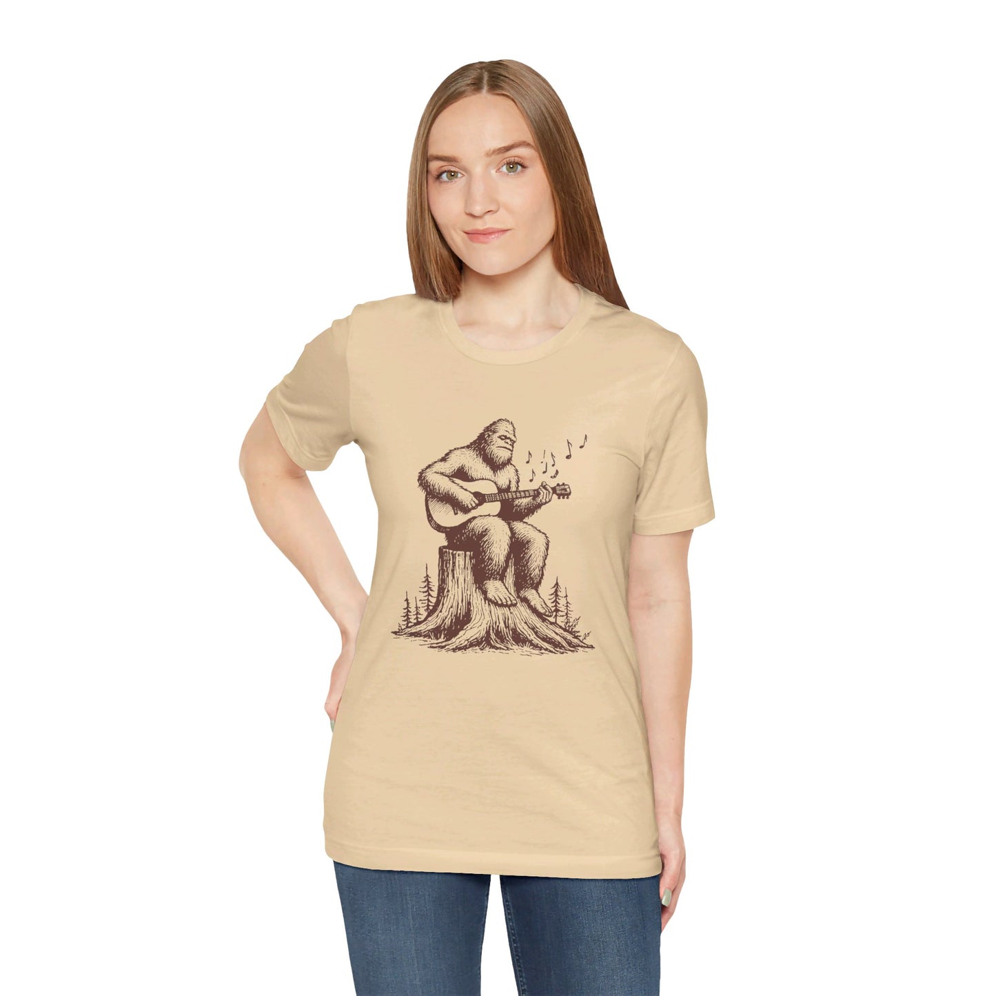 Sasquatch Serenade: Bella Canvas T-shirt with Bigfoot