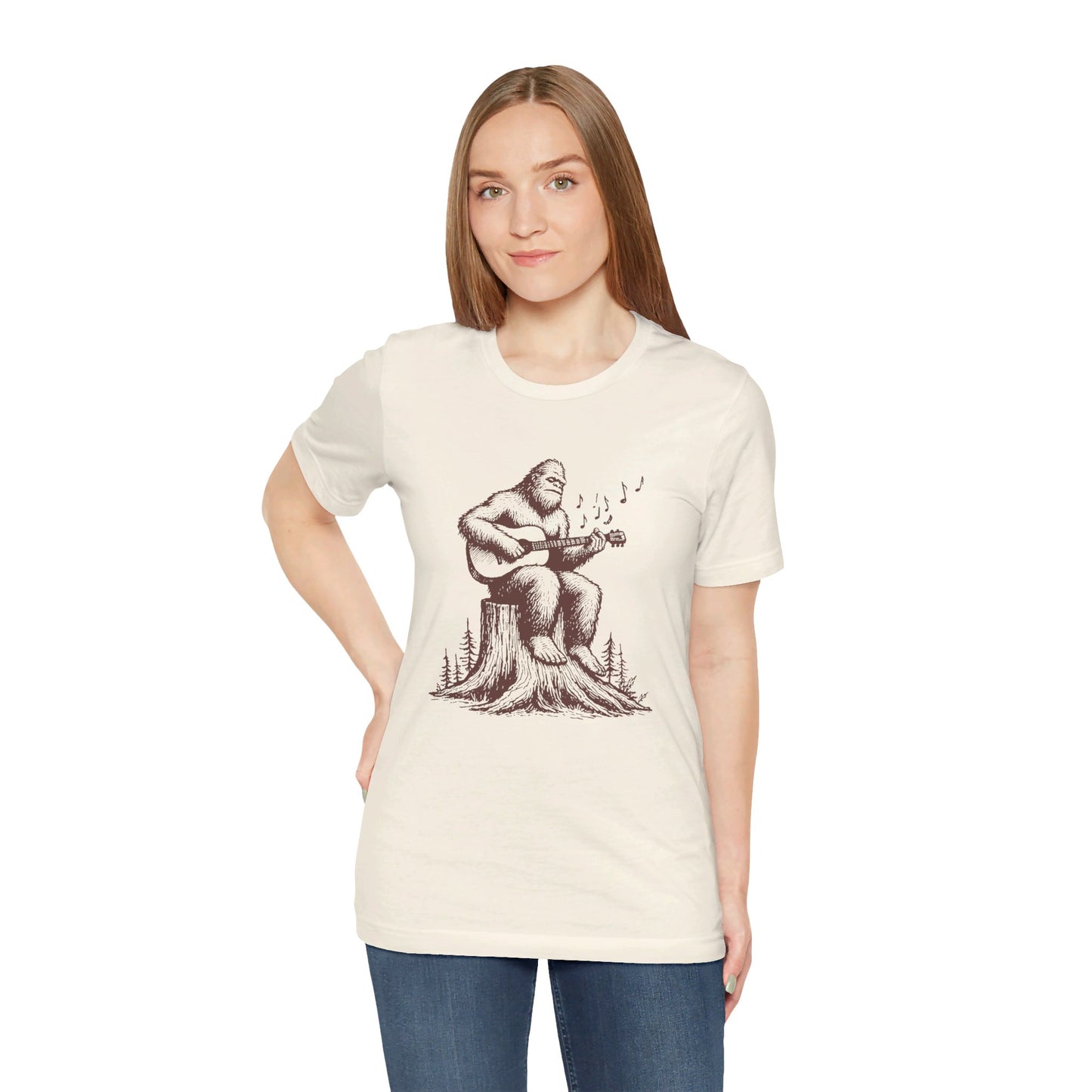 Sasquatch Serenade: Bella Canvas T-shirt with Bigfoot