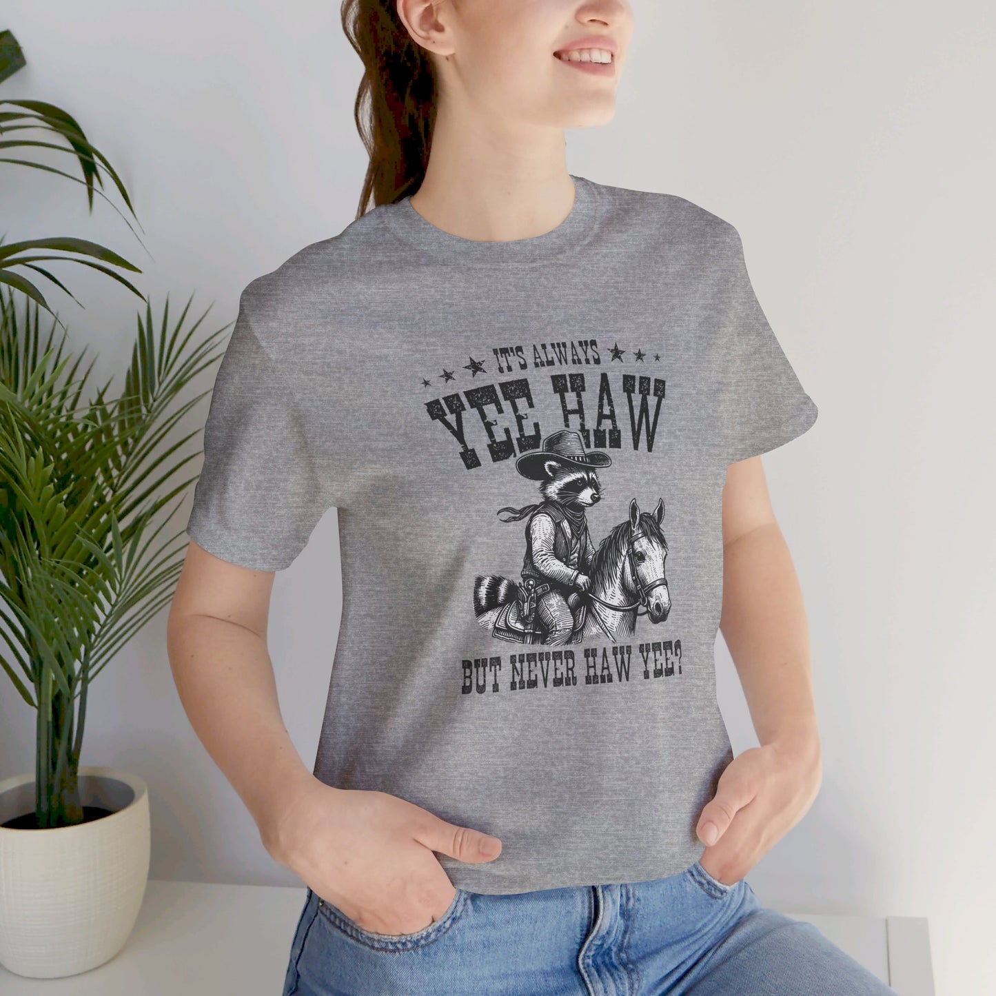 Yee Haw Raccoon: Bella Canvas T-shirt with Cowboy