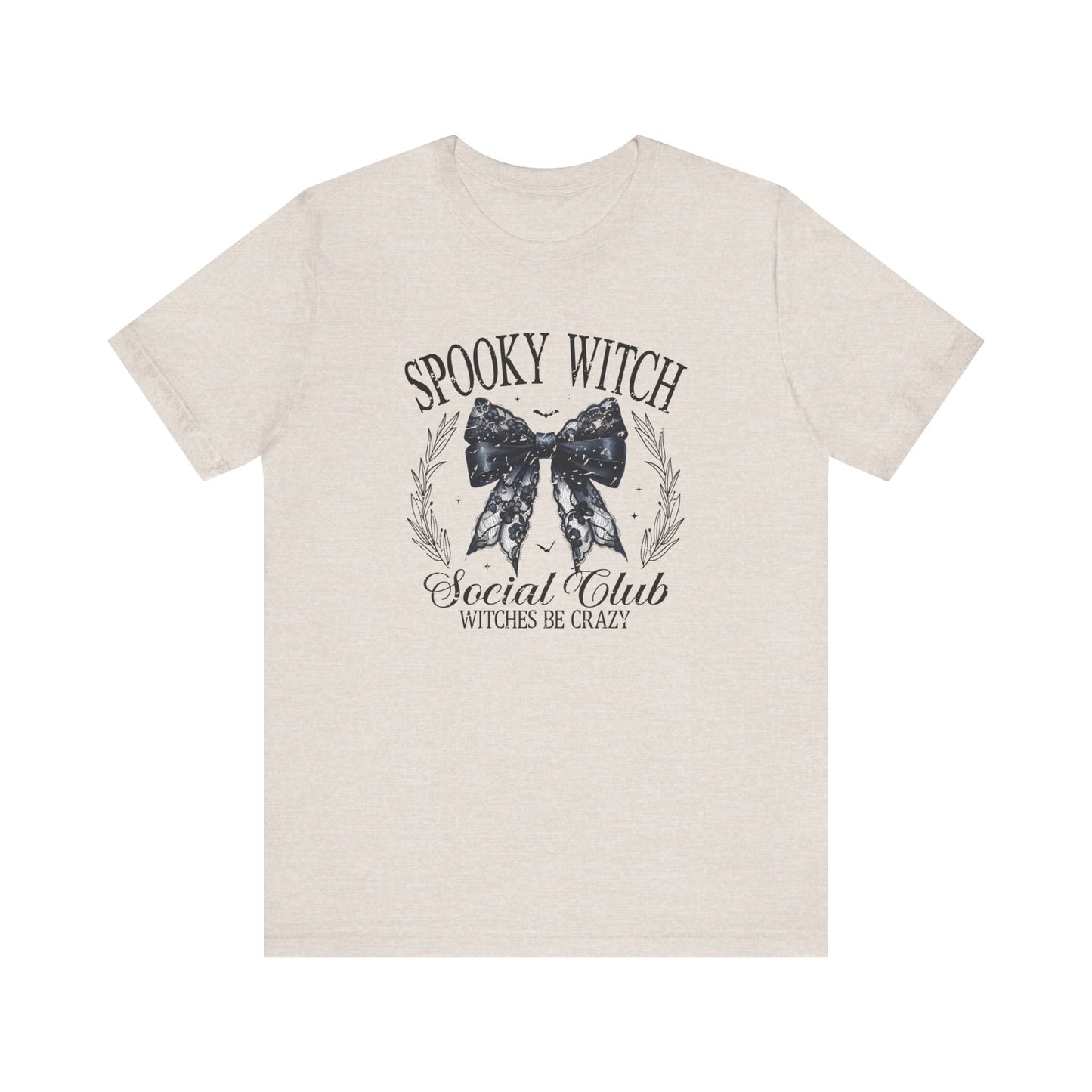 Spooky Witch: Halloween Bella Canvas T-shirt with Black Lace Bow