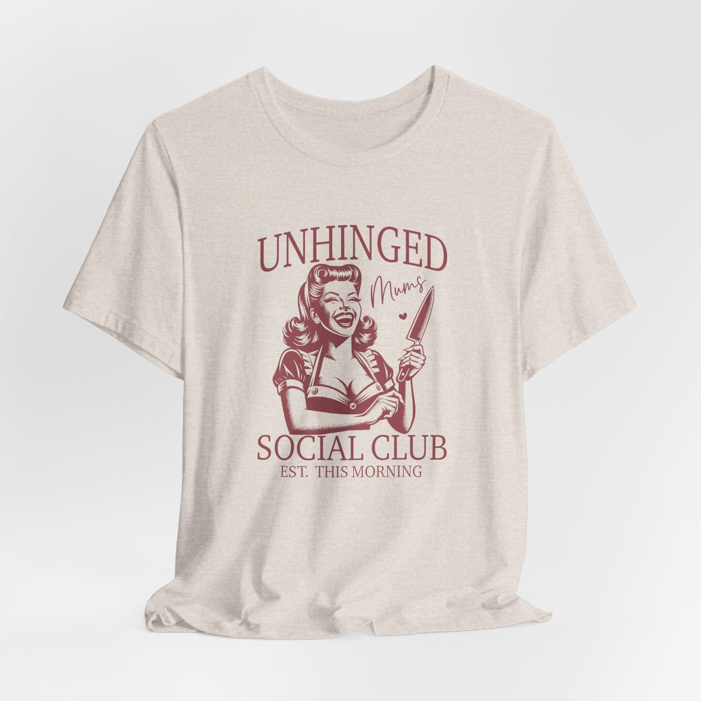 Unhinged Moms Club: Bella Canvas T-shirt with Pin-Up Style Woman