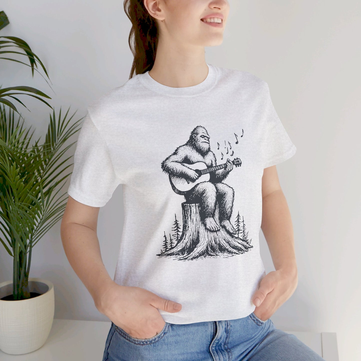 Sasquatch Serenade: Bella Canvas T-shirt with Bigfoot