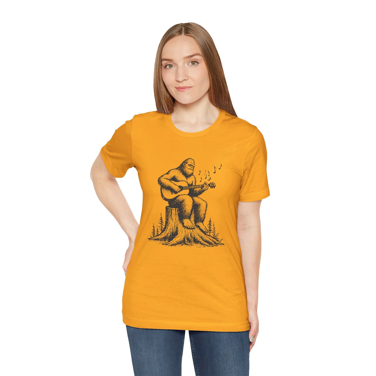 Sasquatch Serenade: Bella Canvas T-shirt with Bigfoot