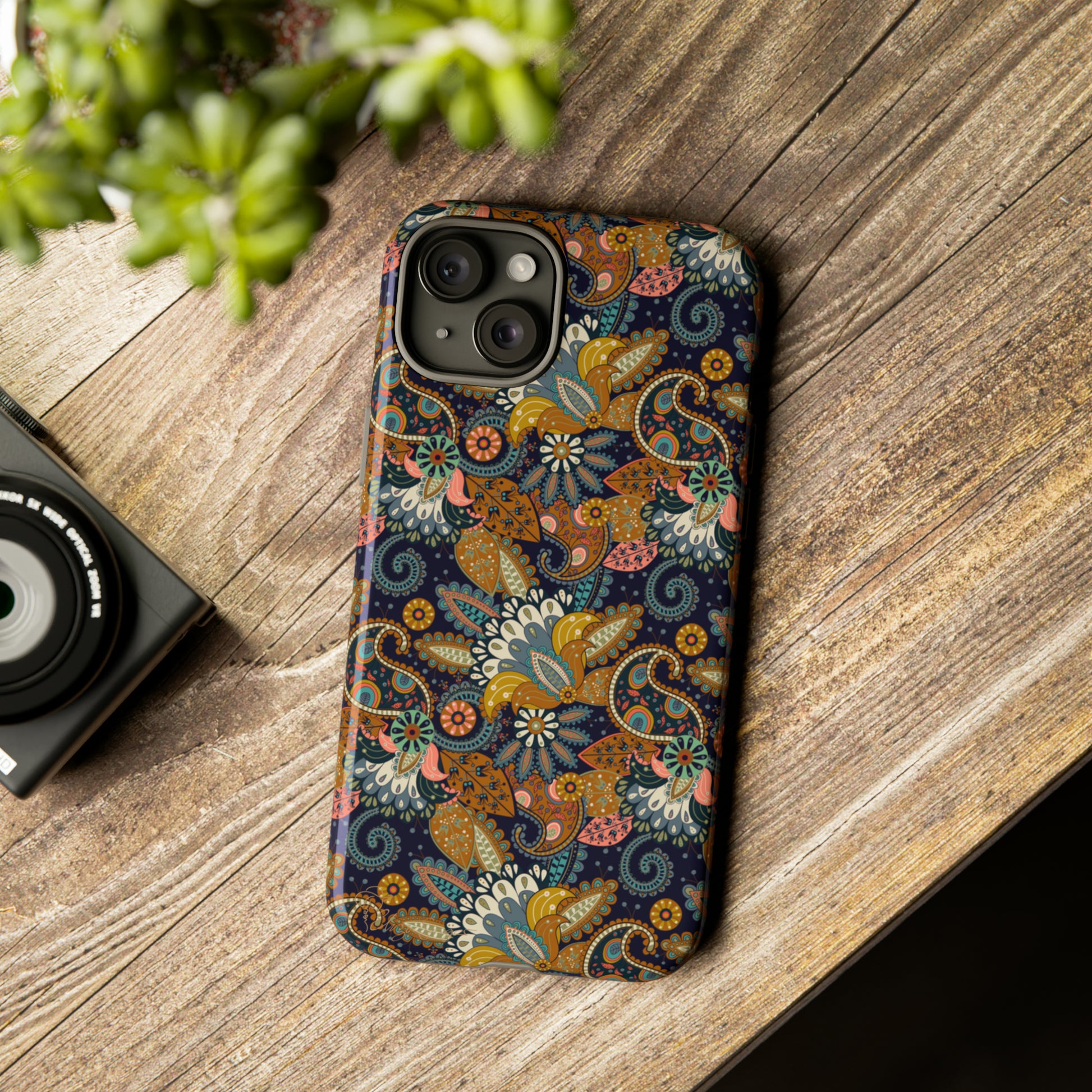 Paisley Bouquet iPhone Tough Protective Cover. A fusion of Flowers, Boho, and Paisley in a Western design. Compatible with iPhone 15, 14, 13, 12, 11, XS, XR Pro/Max/Mini/P/Plus. Embrace Bohemian Elegance with Style and Durability. #ElizaSinger #PhoneCase #BohoPaisley