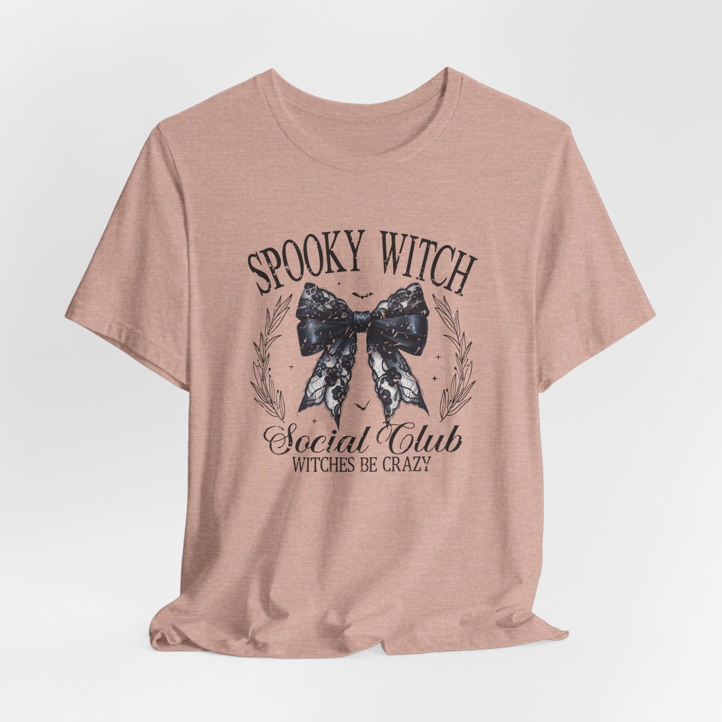 Spooky Witch: Halloween Bella Canvas T-shirt with Black Lace Bow