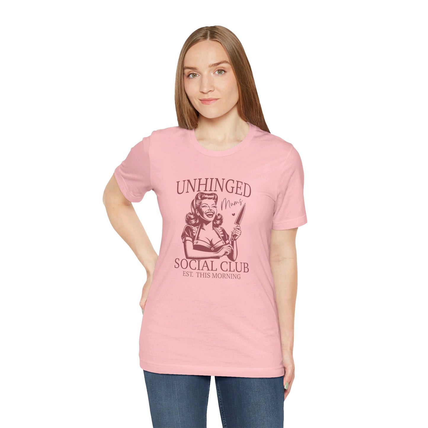 Unhinged Moms Club: Bella Canvas T-shirt with Pin-Up Style Woman