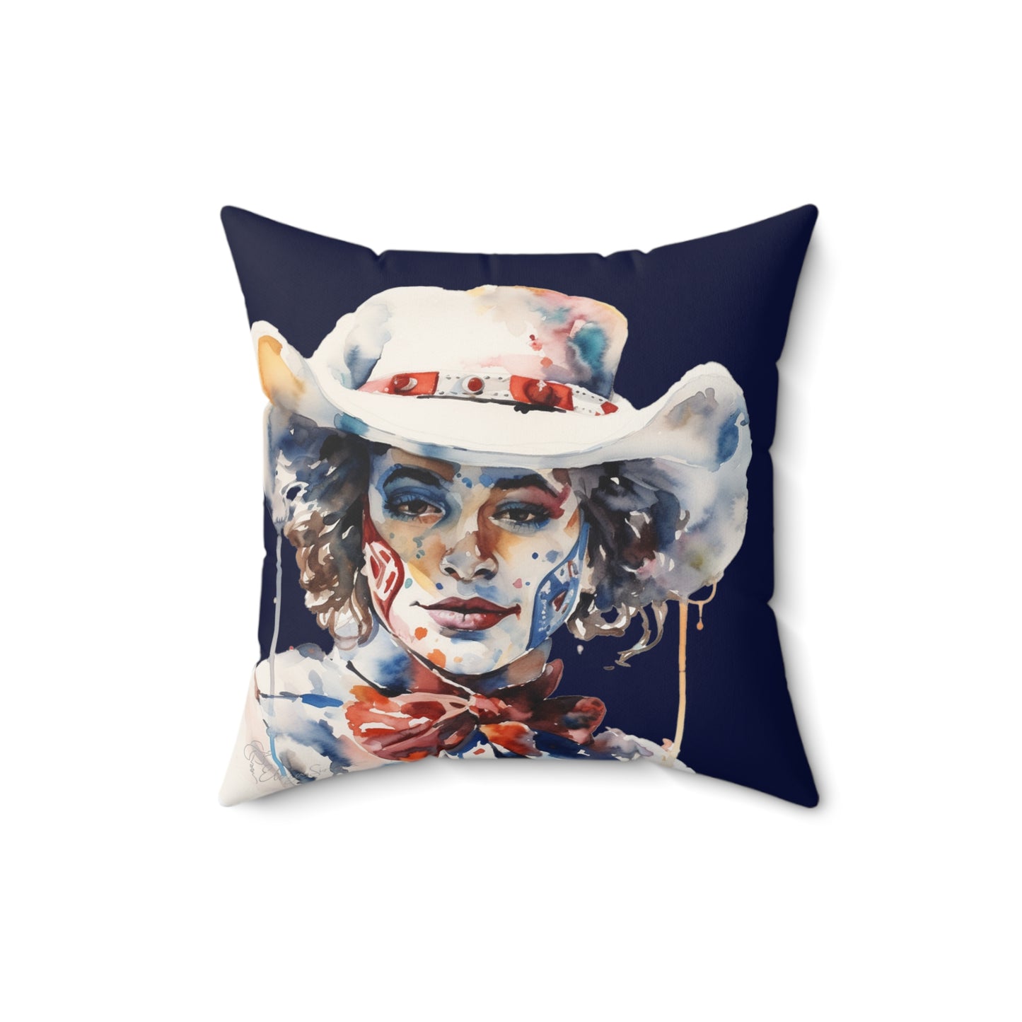 Dark Blue Rodeo Clown Gal Indoor Pillow