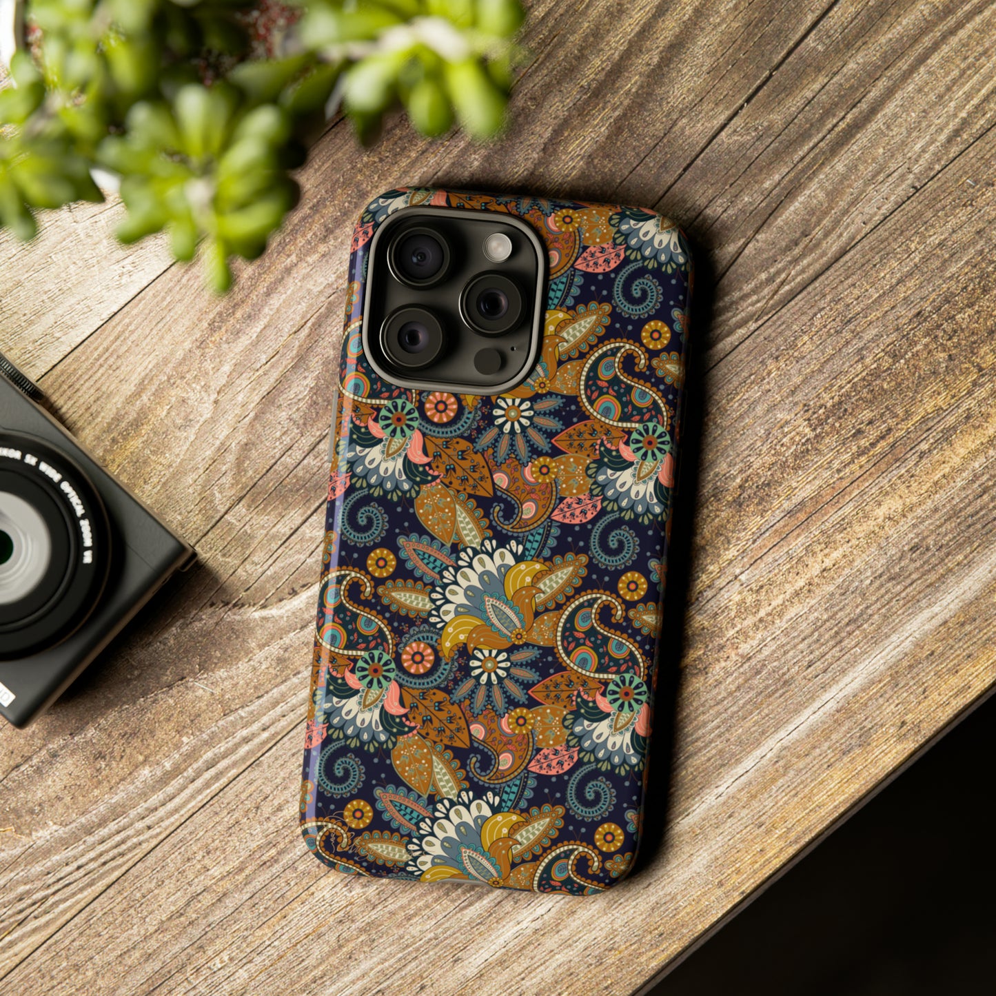 Paisley Bouquet iPhone Tough Protective Cover. A fusion of Flowers, Boho, and Paisley in a Western design. Compatible with iPhone 15, 14, 13, 12, 11, XS, XR Pro/Max/Mini/P/Plus. Embrace Bohemian Elegance with Style and Durability. #ElizaSinger #PhoneCase #BohoPaisley