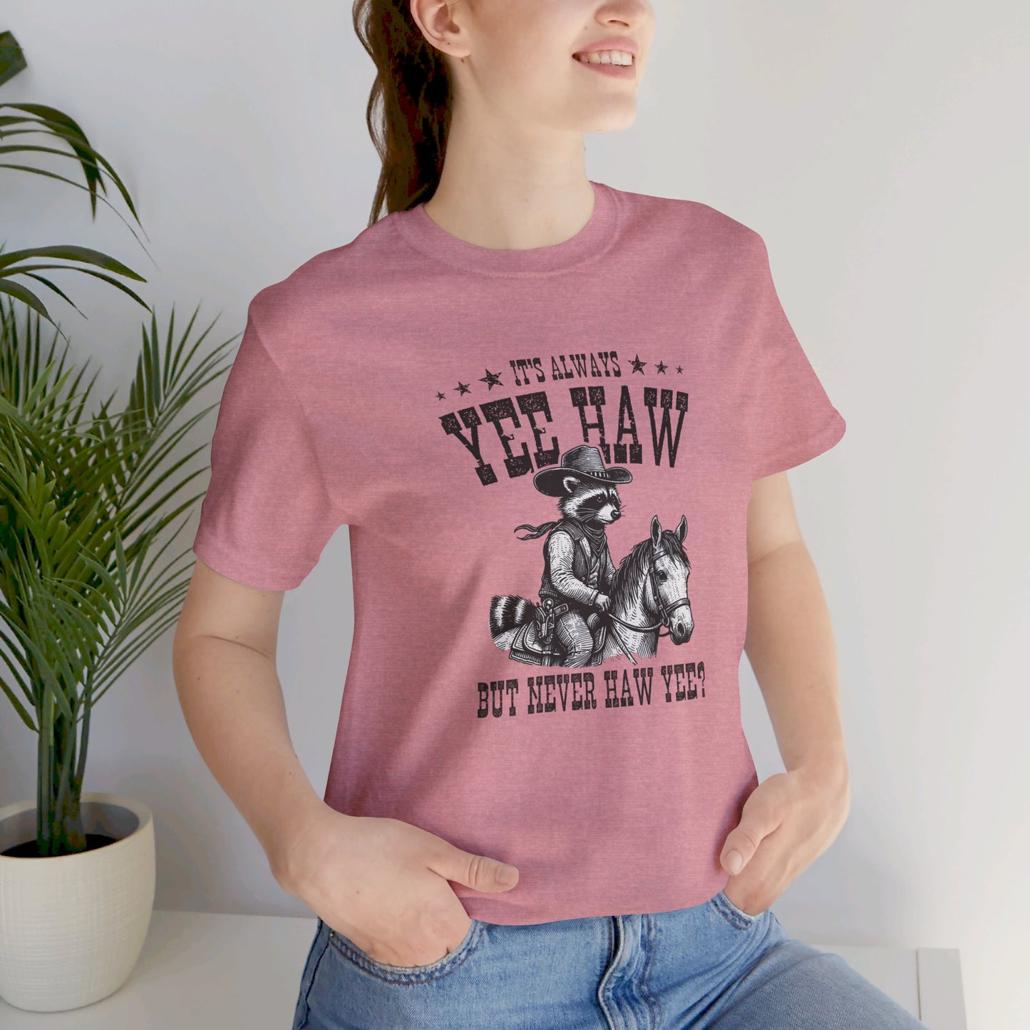 Yee Haw Raccoon: Bella Canvas T-shirt with Cowboy