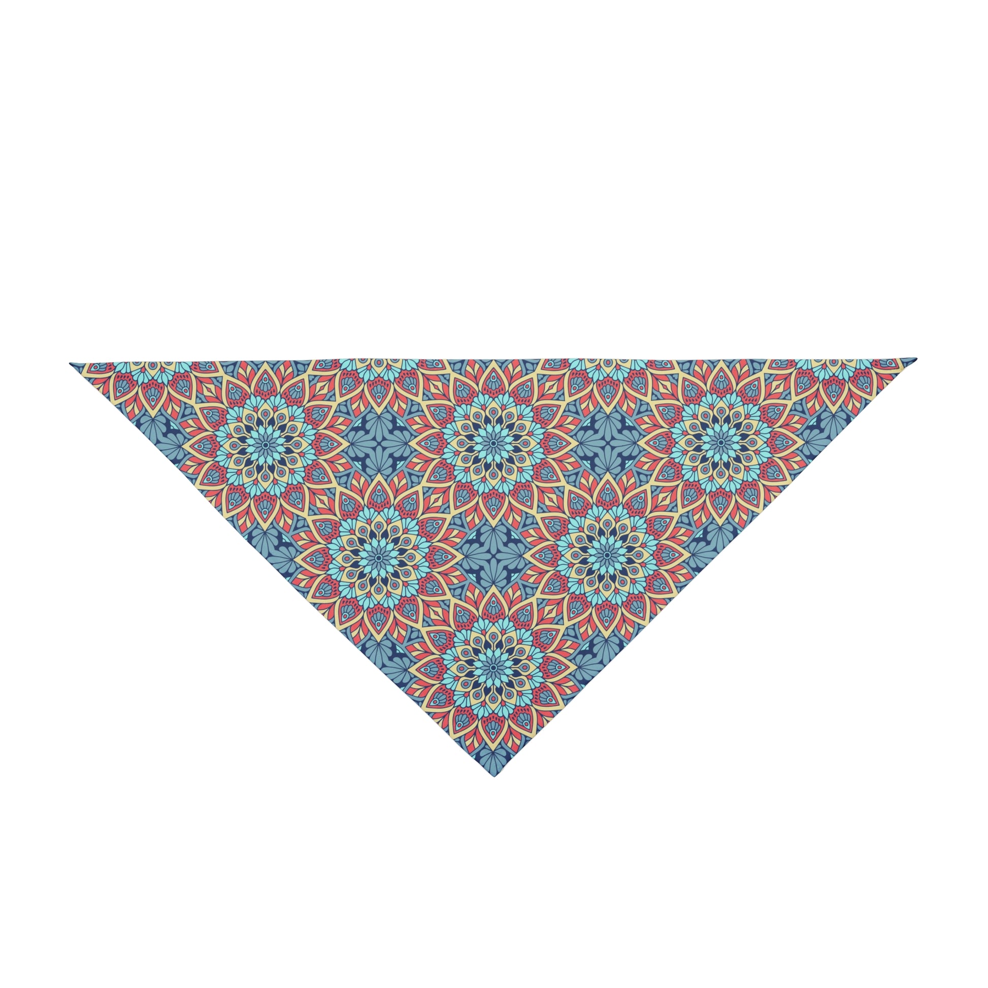 Introducing our Colorful Mandala Dog Bandana/Wild Rag, a vibrant blend of western aesthetics and intricate mandala art. Featuring shades of blue, red, turquoise, and yellow, this exclusive design is sure to make your pup stand out. Crafted from soft-spun polyester, this wild rag ensures comfort and durability. Exclusively available at Eliza Singer, your dog's style just got an upgrade.