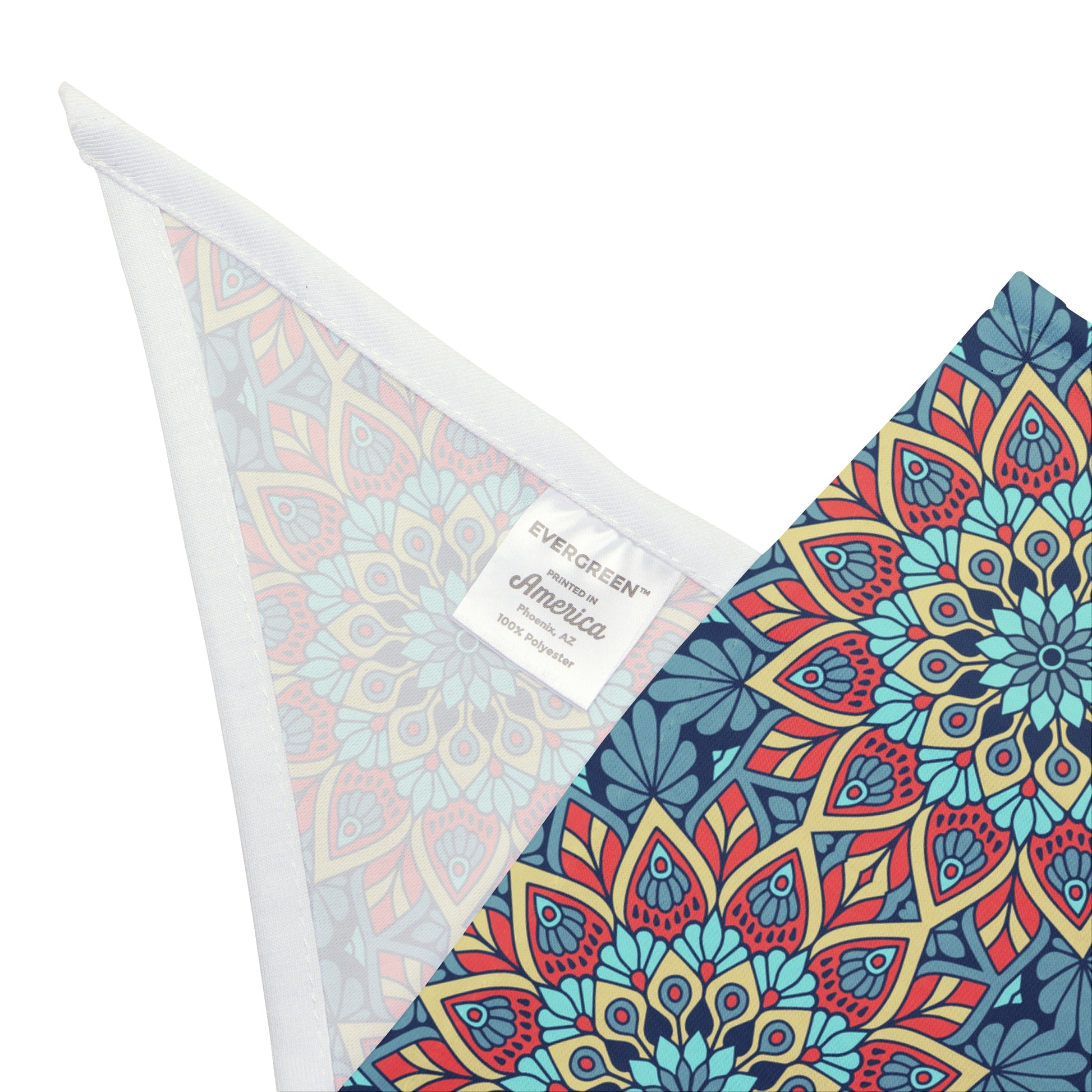 Introducing our Colorful Mandala Dog Bandana/Wild Rag, a vibrant blend of western aesthetics and intricate mandala art. Featuring shades of blue, red, turquoise, and yellow, this exclusive design is sure to make your pup stand out. Crafted from soft-spun polyester, this wild rag ensures comfort and durability. Exclusively available at Eliza Singer, your dog's style just got an upgrade.