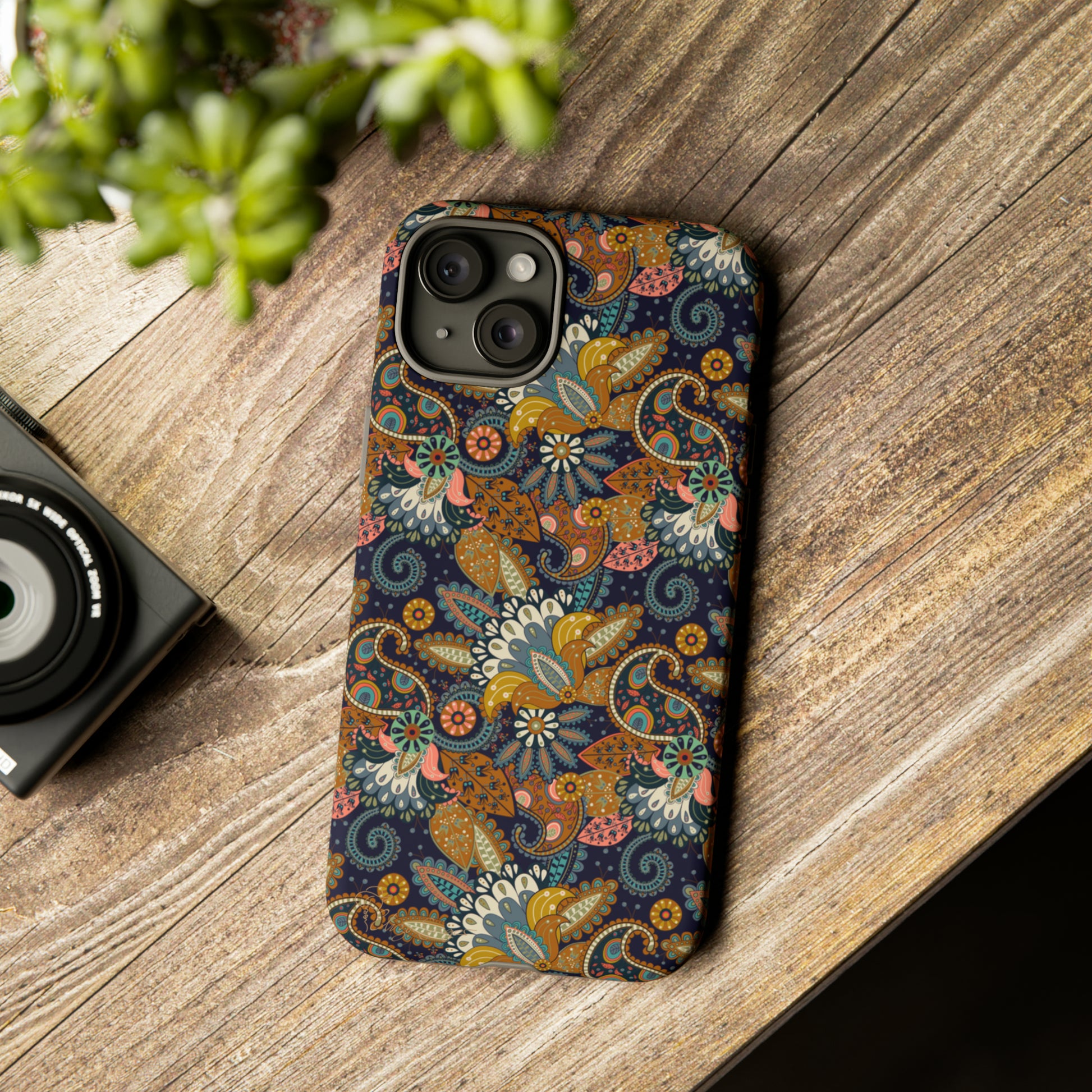 Paisley Bouquet iPhone Tough Protective Cover. A fusion of Flowers, Boho, and Paisley in a Western design. Compatible with iPhone 15, 14, 13, 12, 11, XS, XR Pro/Max/Mini/P/Plus. Embrace Bohemian Elegance with Style and Durability. #ElizaSinger #PhoneCase #BohoPaisley