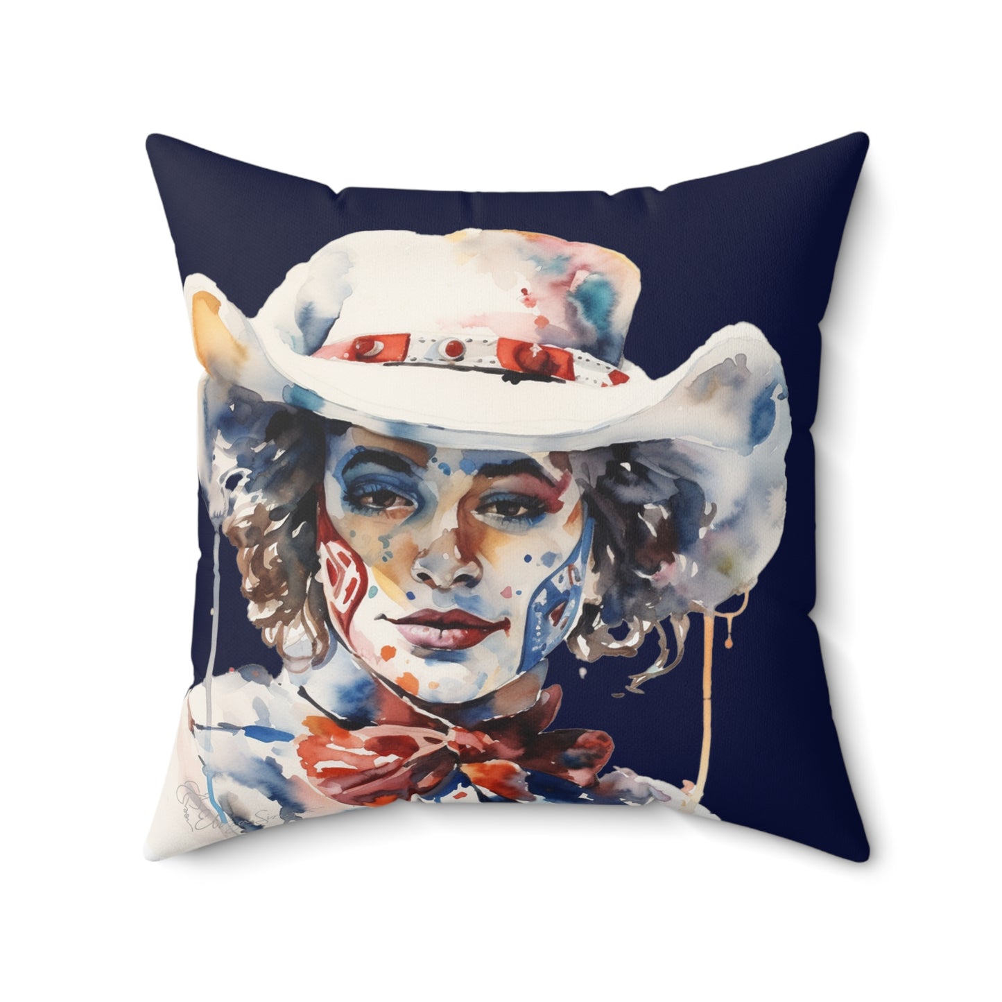 Dark Blue Rodeo Clown Gal Indoor Pillow