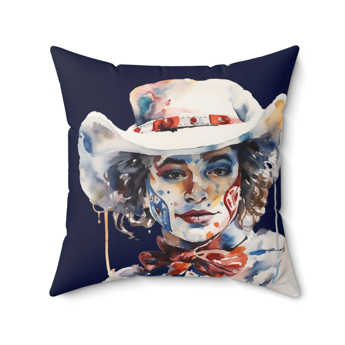 Dark Blue Rodeo Clown Gal Indoor Pillow