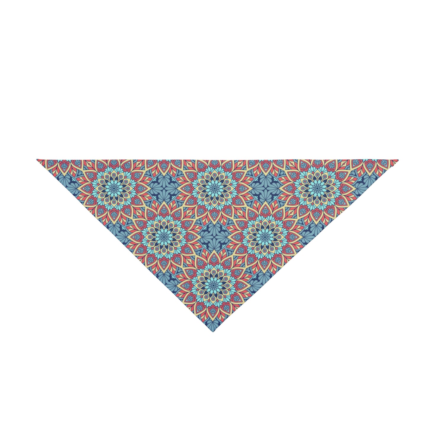 Introducing our Colorful Mandala Dog Bandana/Wild Rag, a vibrant blend of western aesthetics and intricate mandala art. Featuring shades of blue, red, turquoise, and yellow, this exclusive design is sure to make your pup stand out. Crafted from soft-spun polyester, this wild rag ensures comfort and durability. Exclusively available at Eliza Singer, your dog's style just got an upgrade.