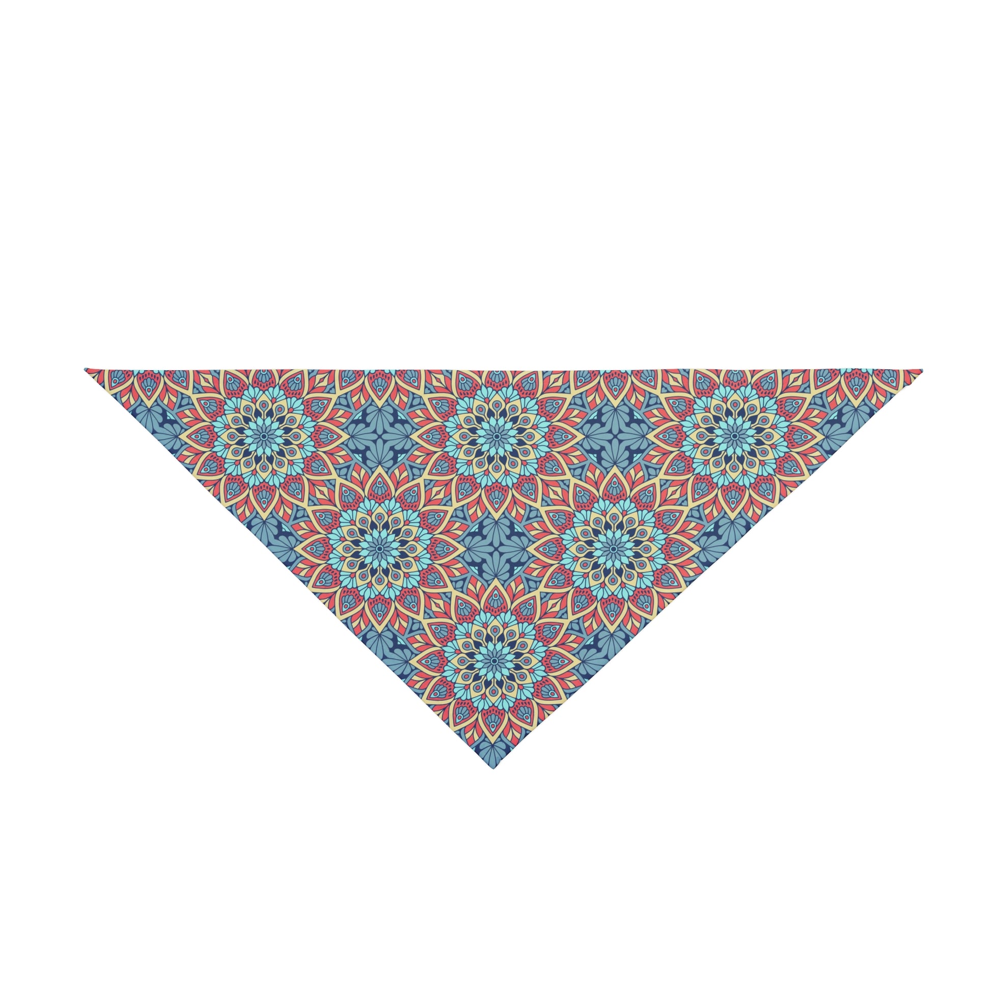 Introducing our Colorful Mandala Dog Bandana/Wild Rag, a vibrant blend of western aesthetics and intricate mandala art. Featuring shades of blue, red, turquoise, and yellow, this exclusive design is sure to make your pup stand out. Crafted from soft-spun polyester, this wild rag ensures comfort and durability. Exclusively available at Eliza Singer, your dog's style just got an upgrade.