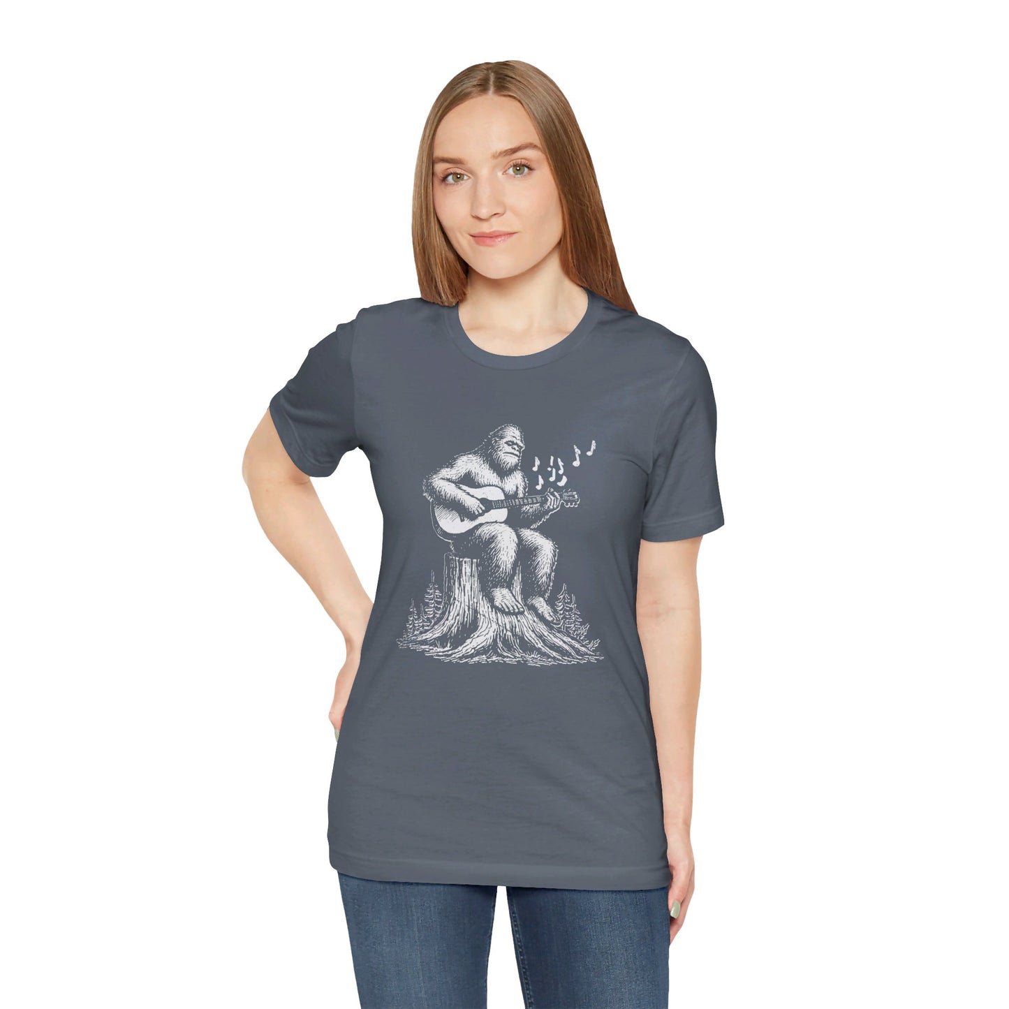 Sasquatch Serenade: Bella Canvas T-shirt with Bigfoot