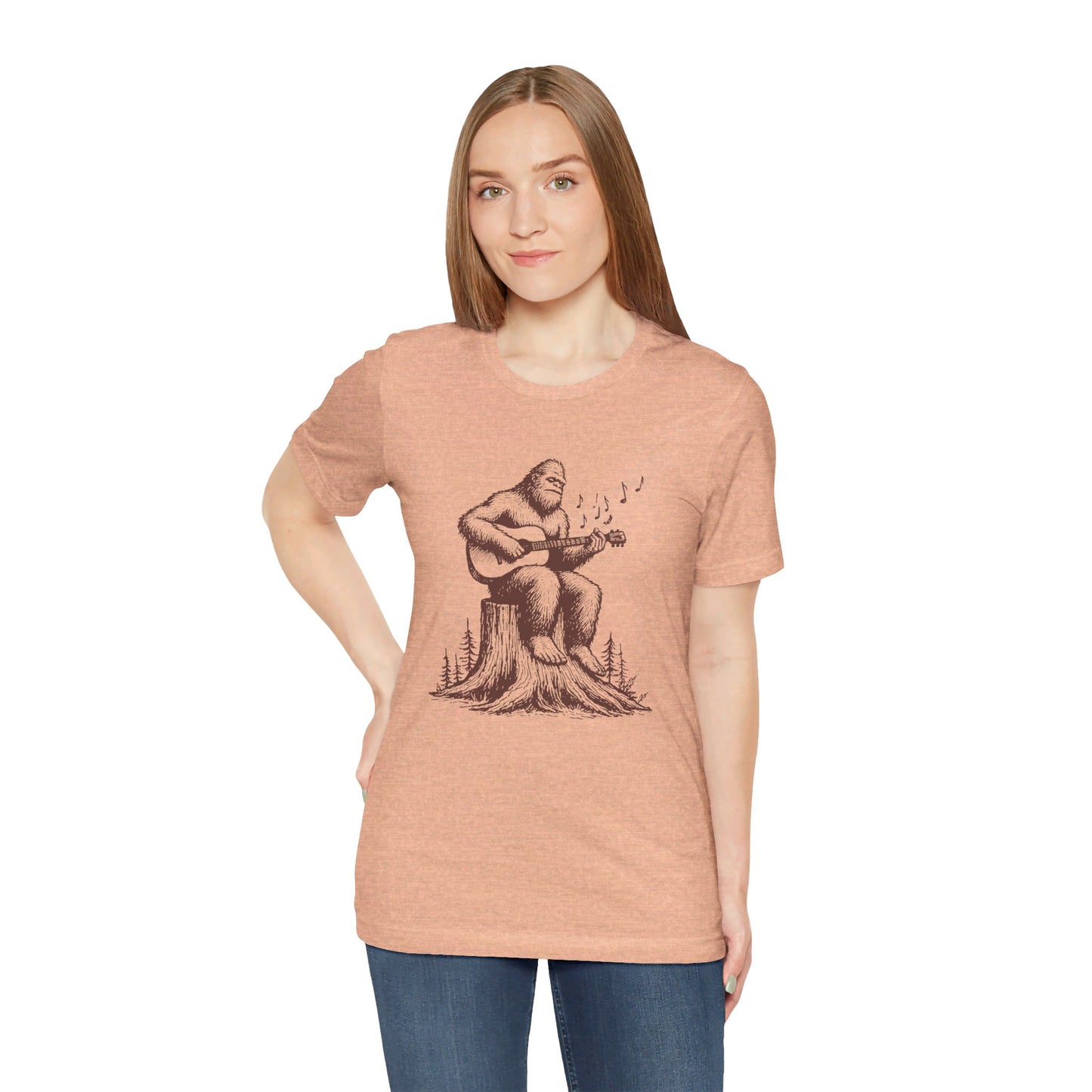 Sasquatch Serenade: Bella Canvas T-shirt with Bigfoot