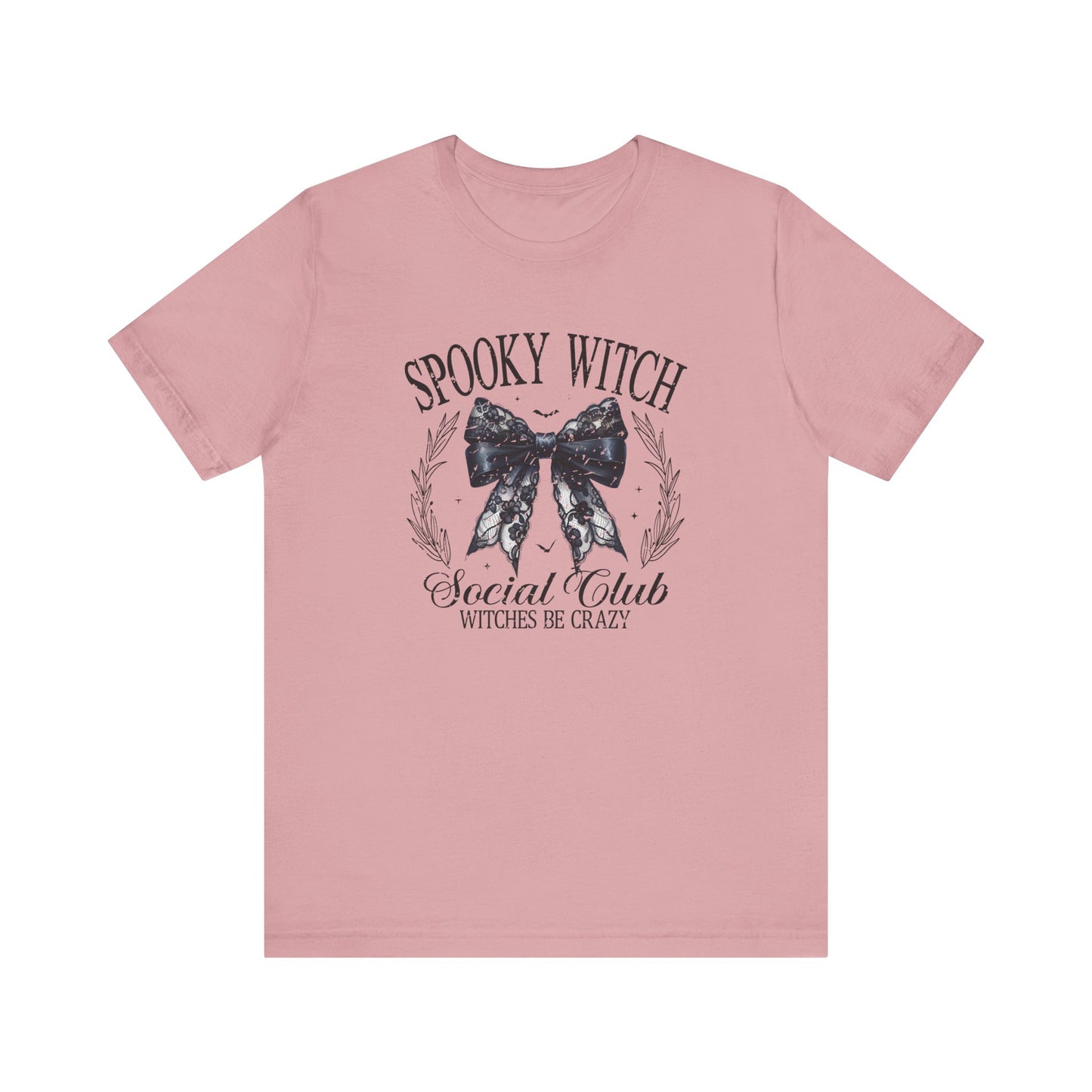 Spooky Witch: Halloween Bella Canvas T-shirt with Black Lace Bow