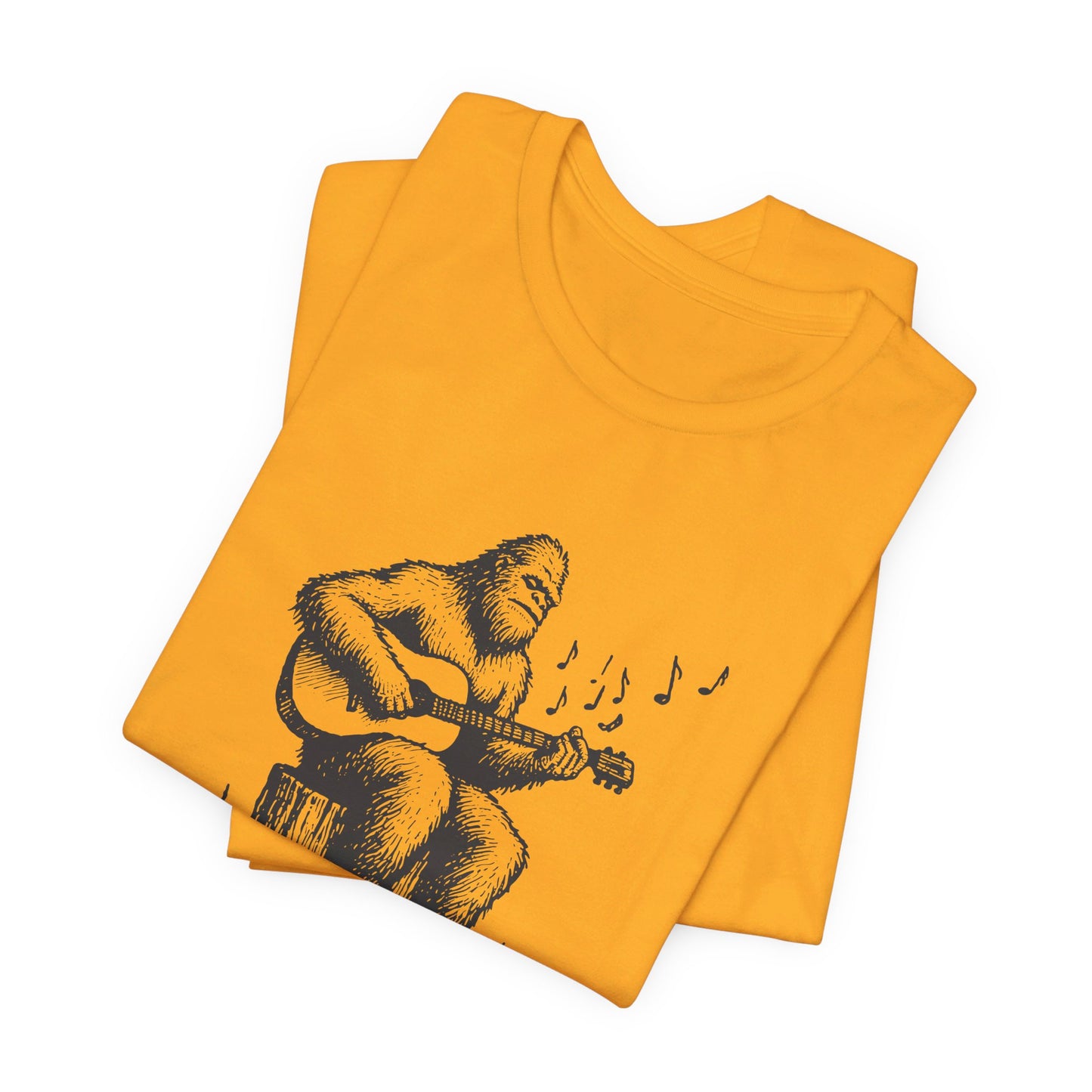 Sasquatch Serenade: Bella Canvas T-shirt with Bigfoot