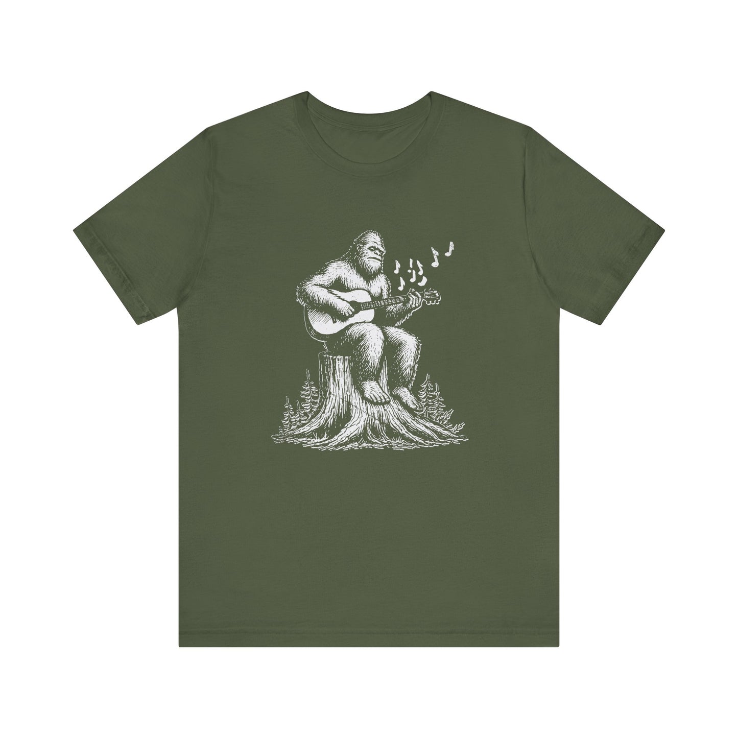 Sasquatch Serenade: Bella Canvas T-shirt with Bigfoot