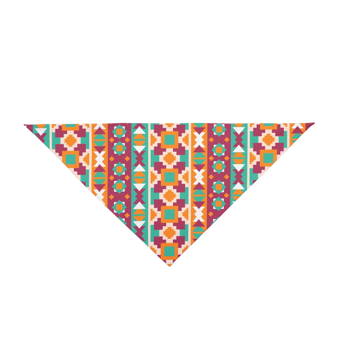 Give your dog a modern and stylish edge with our Geometric Vibes Dog Bandana/Wild Rag. The geometrical pattern in bold colors adds a contemporary flair. Crafted from soft-spun polyester, this wild rag ensures comfort and durability. Make a statement on every outing with this exclusive design, available only at Eliza Singer.