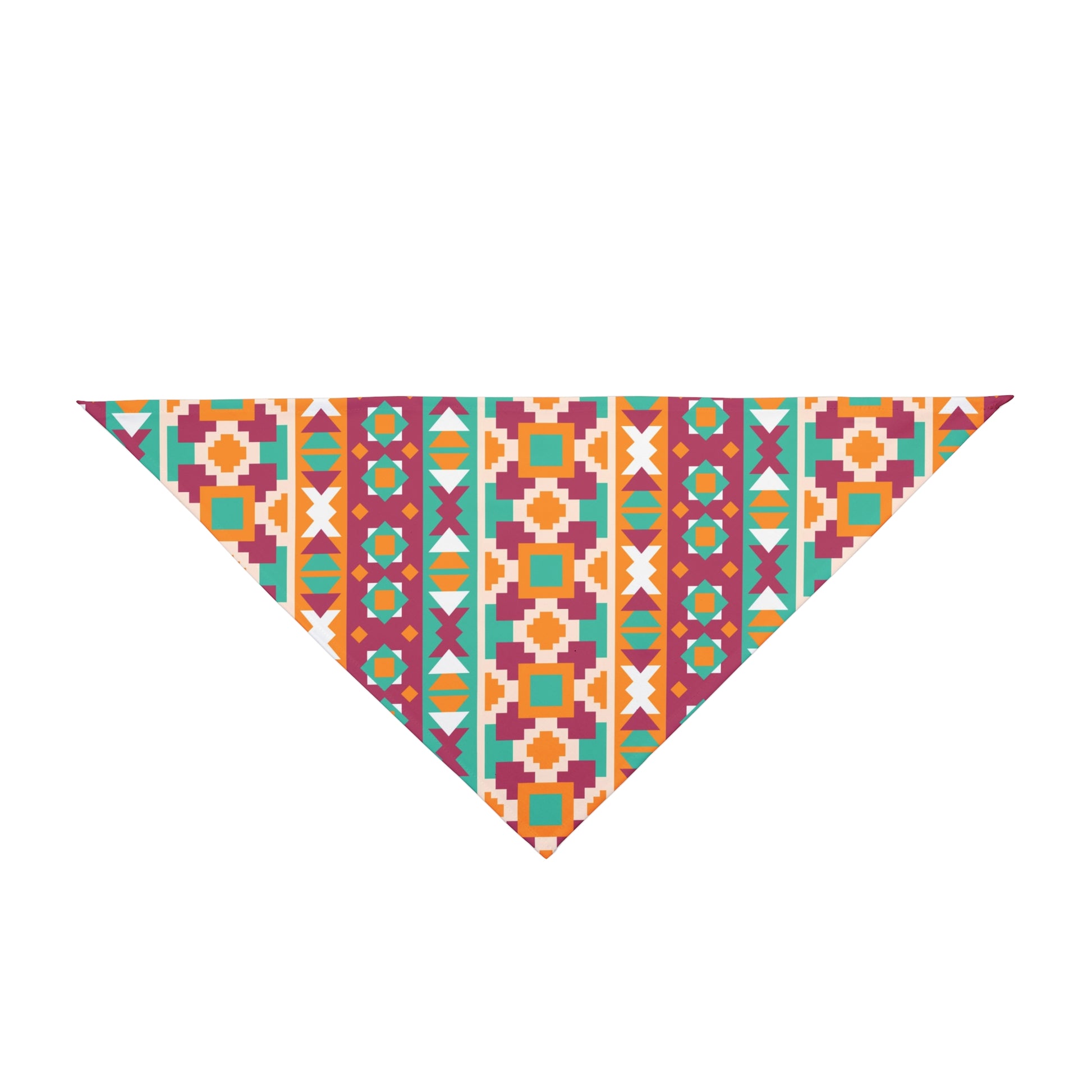 Give your dog a modern and stylish edge with our Geometric Vibes Dog Bandana/Wild Rag. The geometrical pattern in bold colors adds a contemporary flair. Crafted from soft-spun polyester, this wild rag ensures comfort and durability. Make a statement on every outing with this exclusive design, available only at Eliza Singer.